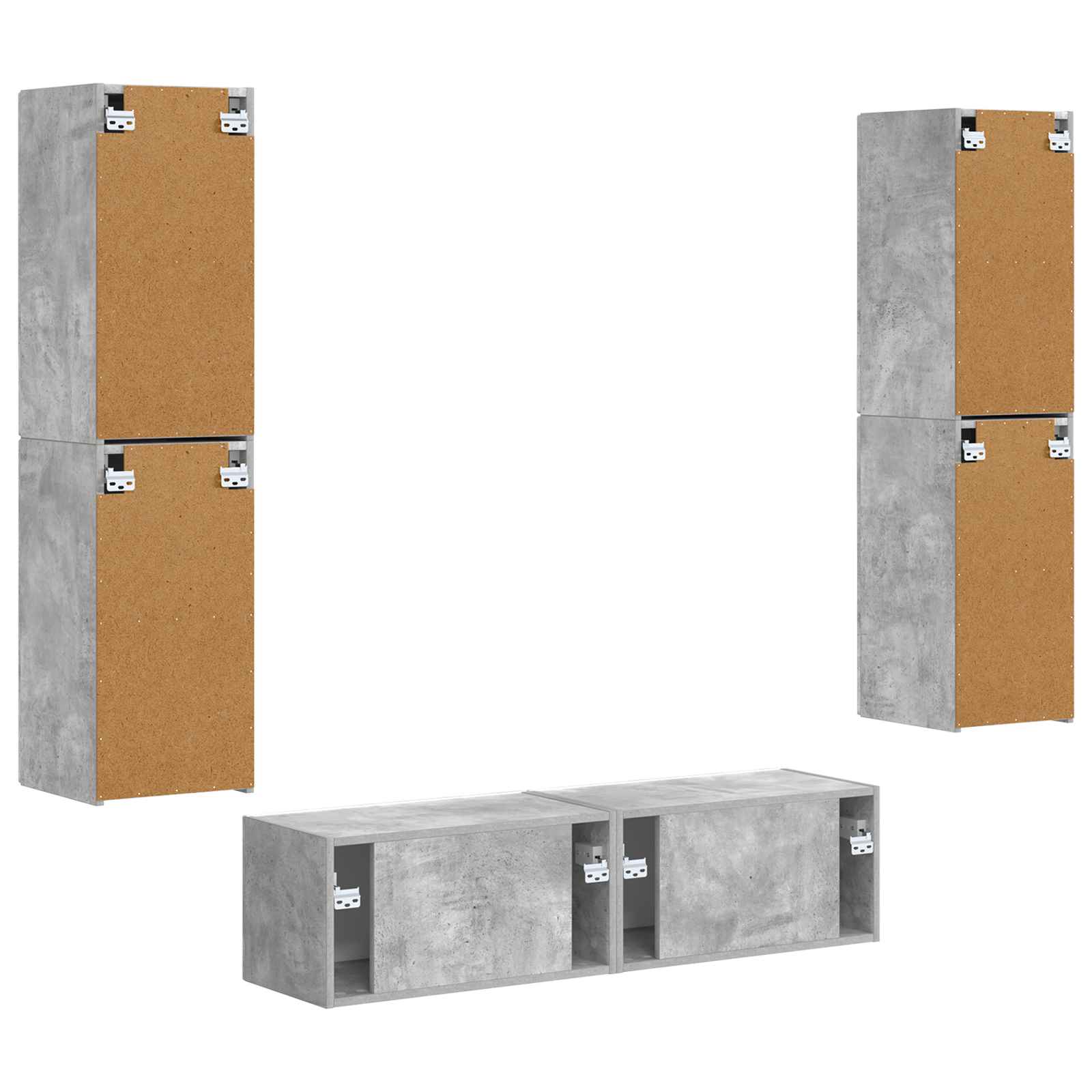 Ensemble meuble TV 6 pc Gris béton Bois d'ingénierie