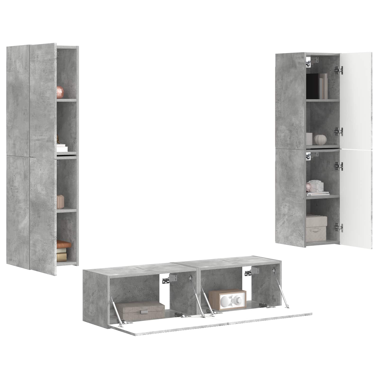 Ensemble meuble TV 6 pc Gris béton Bois d'ingénierie