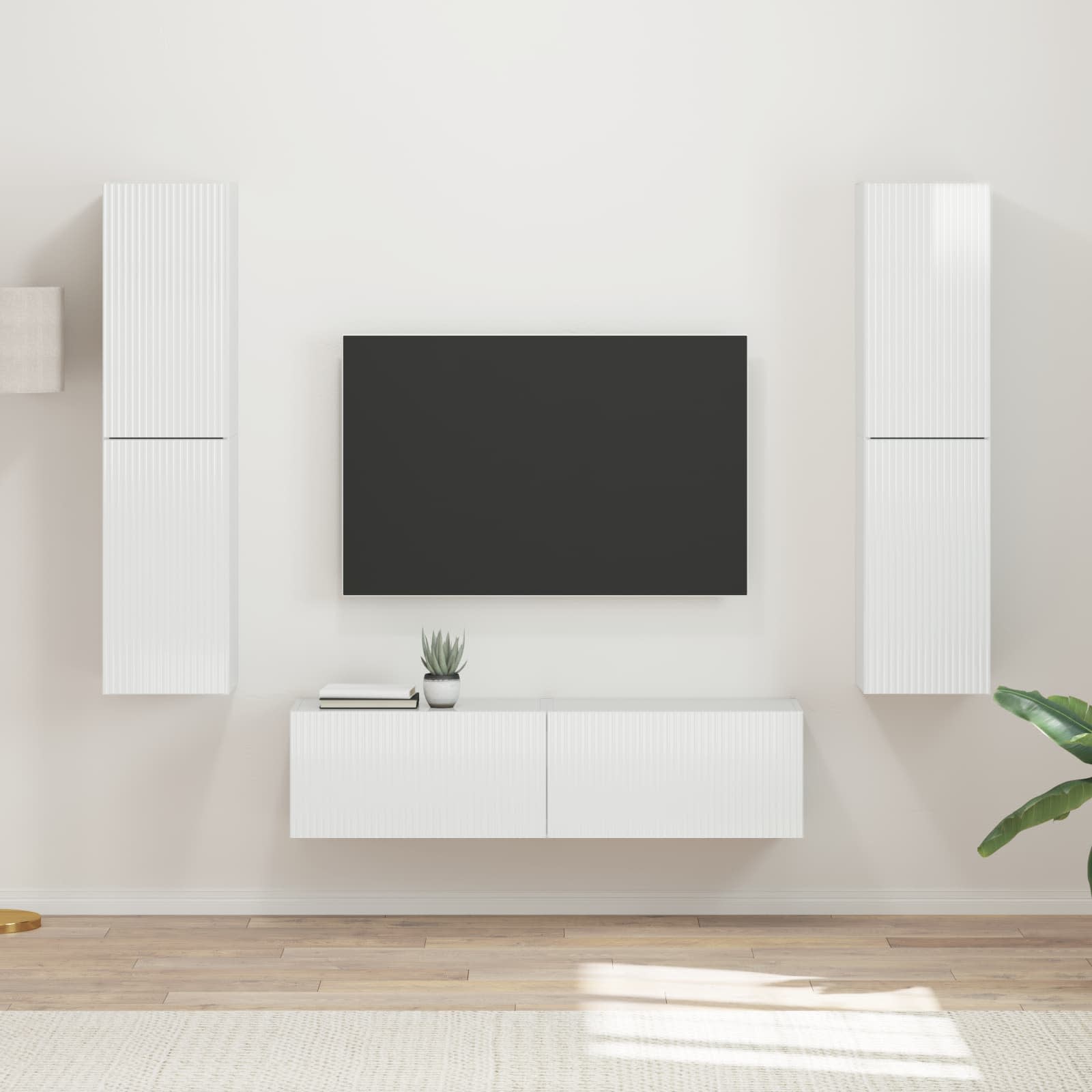 Ensemble meuble TV 6 pc Blanc brillant Bois d'ingénierie