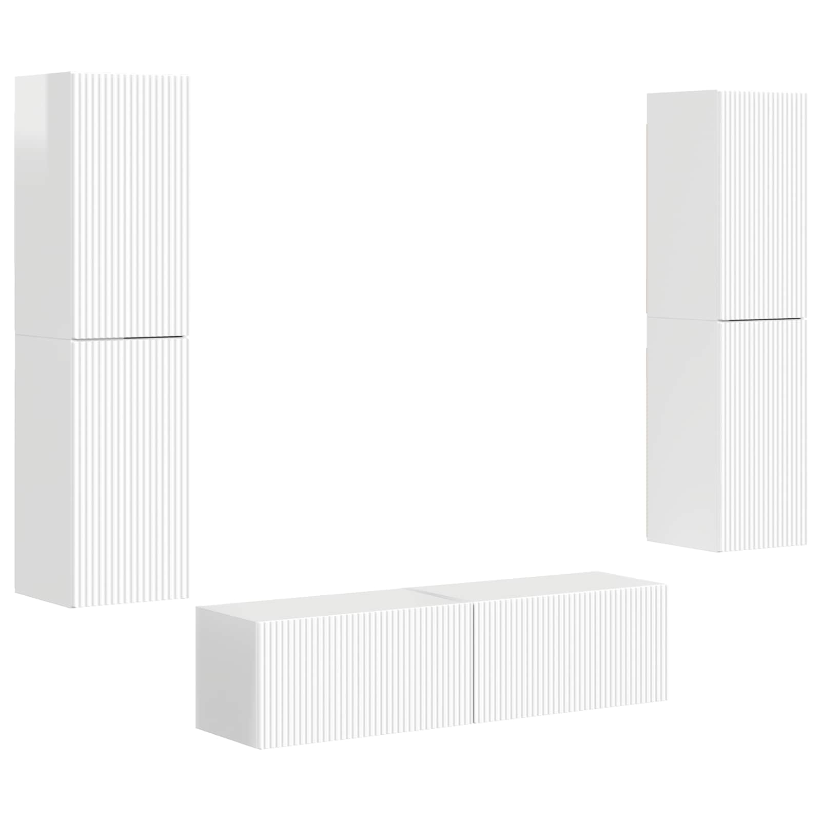 Ensemble meuble TV 6 pc Blanc brillant Bois d'ingénierie
