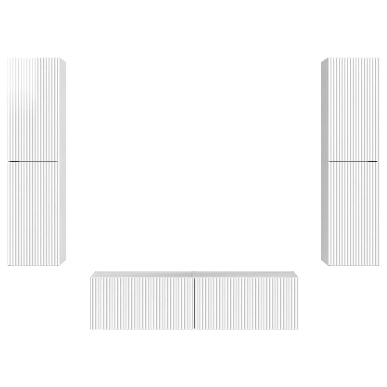 Ensemble meuble TV 6 pc Blanc brillant Bois d'ingénierie