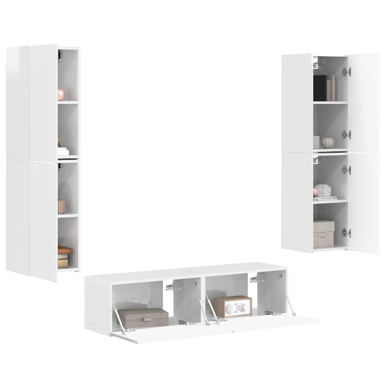 Ensemble meuble TV 6 pc Blanc brillant Bois d'ingénierie