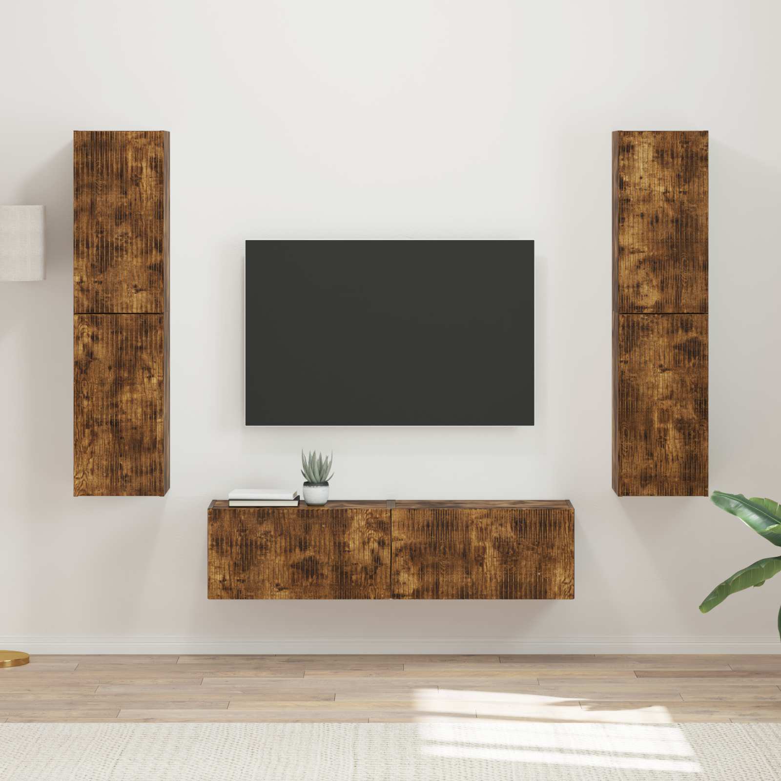 Ensemble meuble TV 6 pc Chêne fumé Bois d'ingénierie
