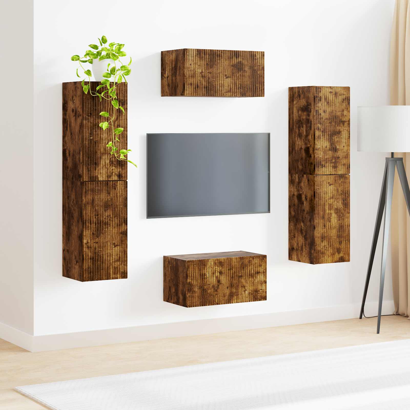Ensemble meuble TV 6 pcs Chêne fumé Bois d'ingénierie - XIOS