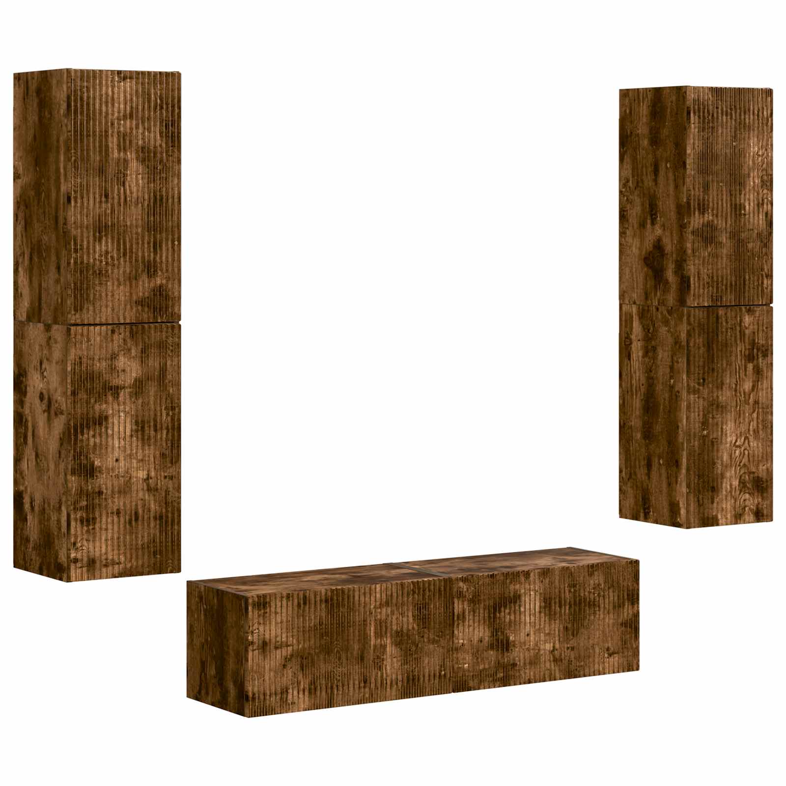 Ensemble meuble TV 6 pc Chêne fumé Bois d'ingénierie
