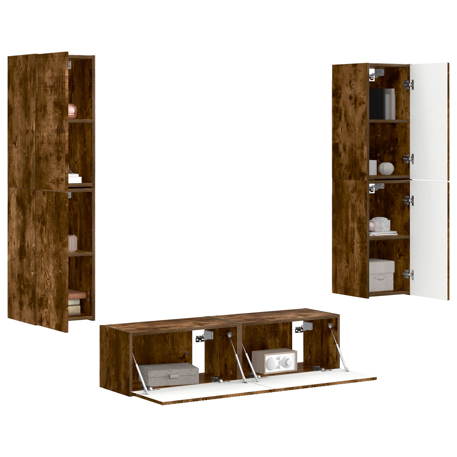Ensemble meuble TV 6 pc Chêne fumé Bois d'ingénierie