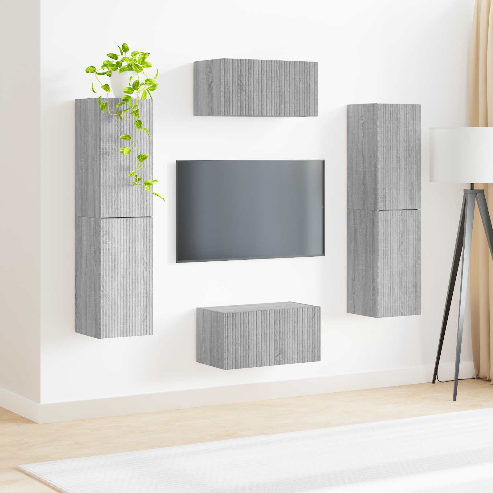 Ensemble meuble TV 6 pcs Gris Sonoma Bois d'ingénierie - XIOS