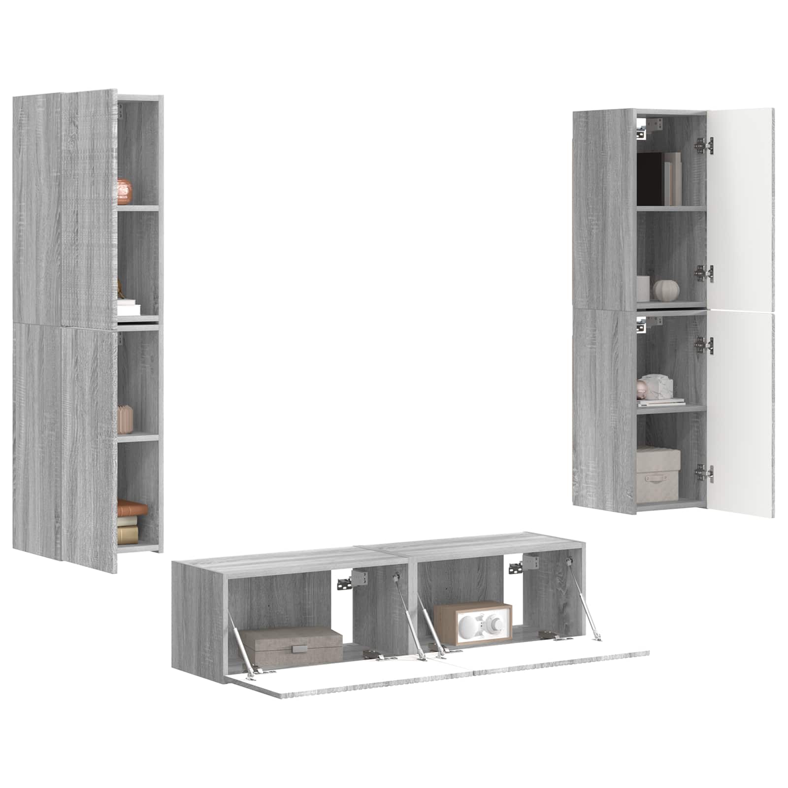 Ensemble meuble TV 6 pcs Gris Sonoma Bois d'ingénierie - XIOS