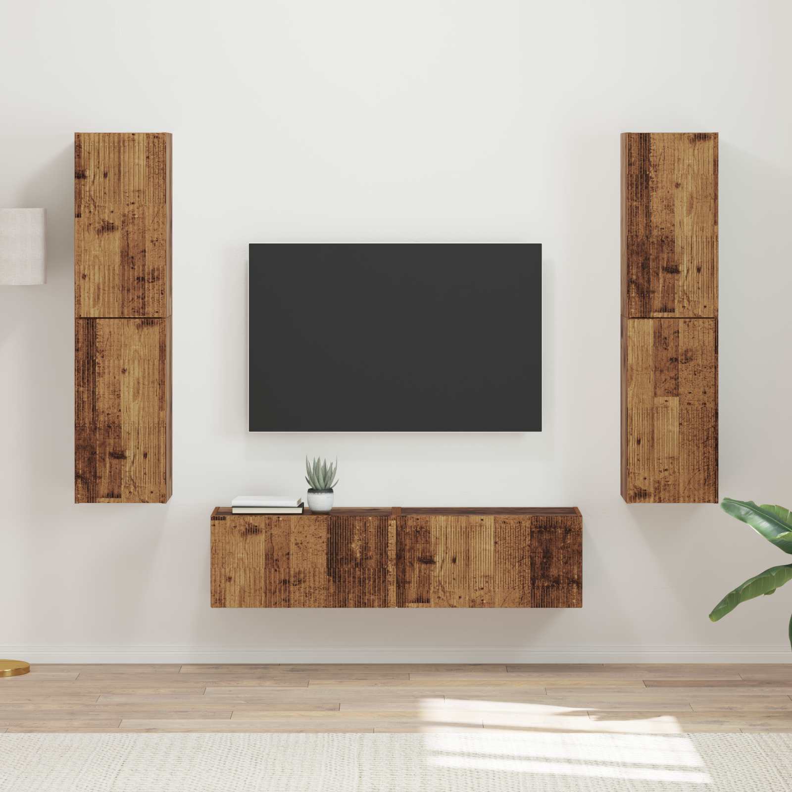 Ensemble meuble TV 6 pc Bois Ancien Bois d'ingénierie