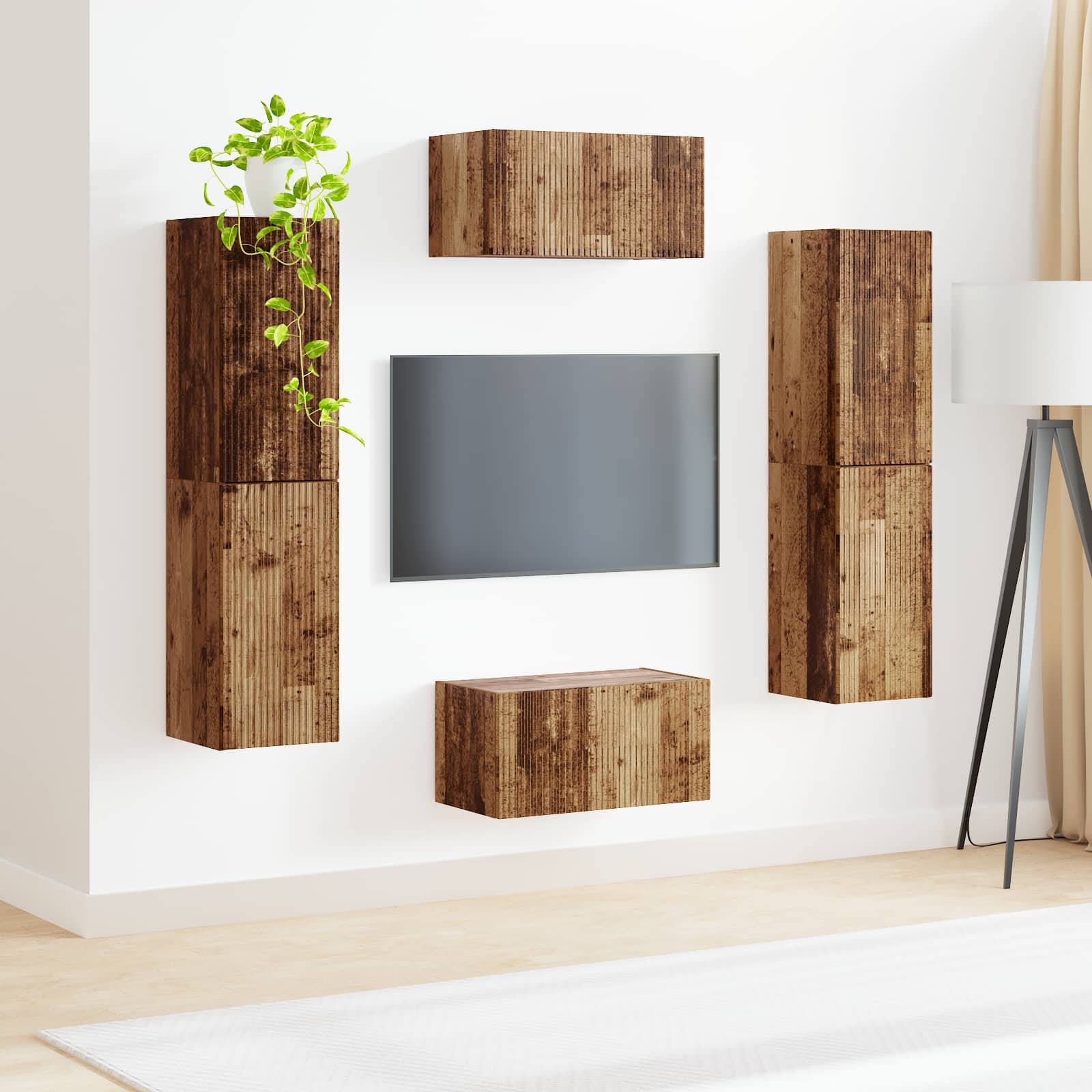 Ensemble meuble TV 6 pc Bois Ancien Bois d'ingénierie