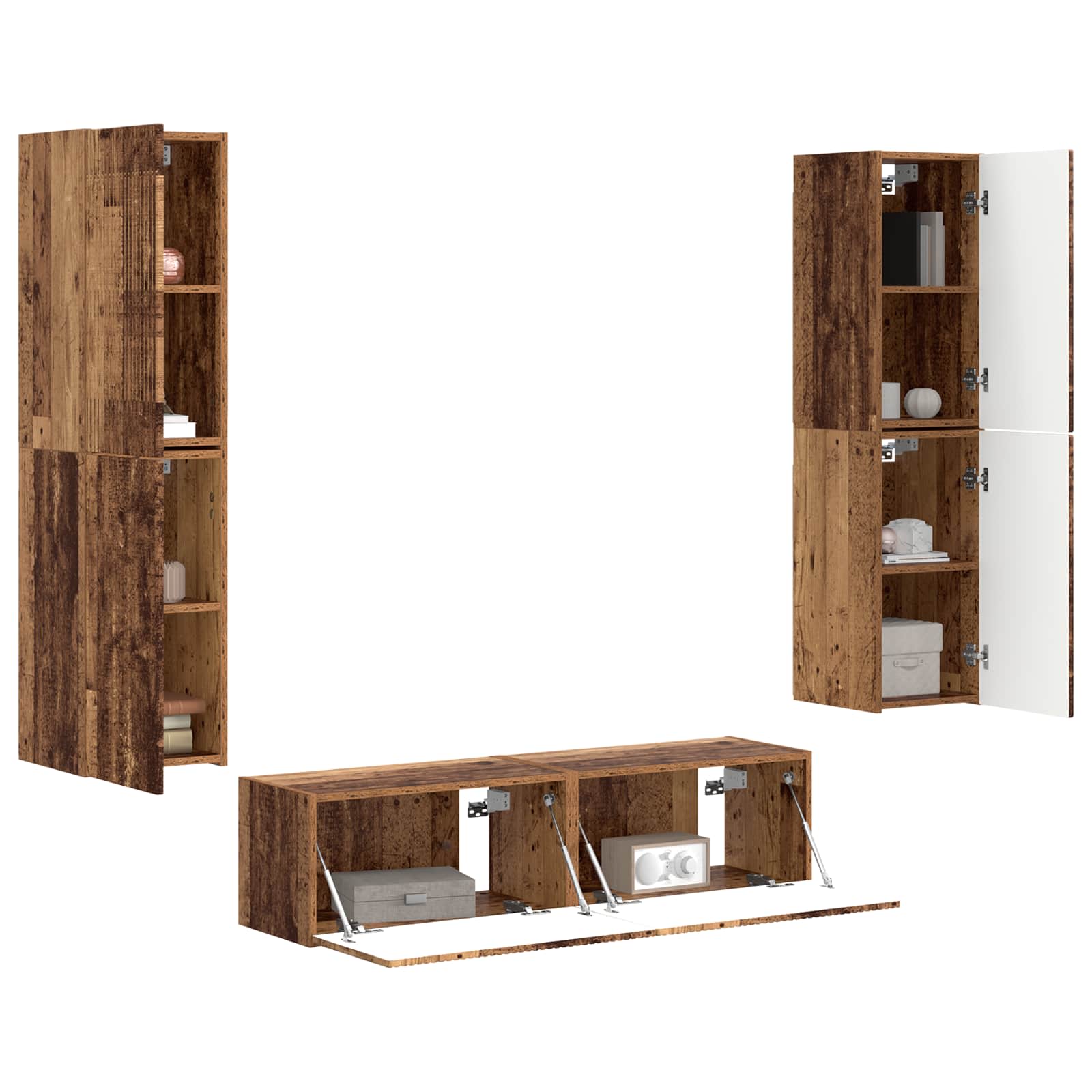 Ensemble meuble TV 6 pc Bois Ancien Bois d'ingénierie