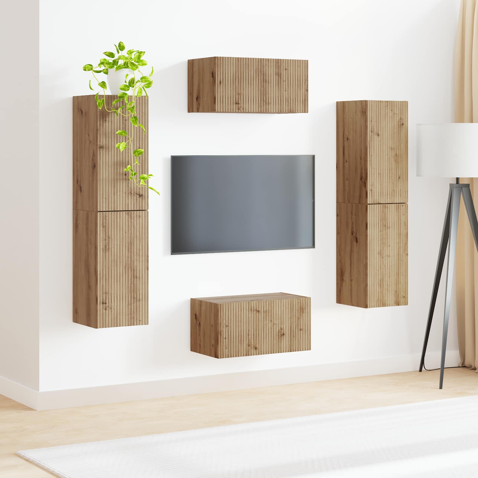 Ensemble meuble TV 6 pc Chêne artisanal Bois d'ingénierie
