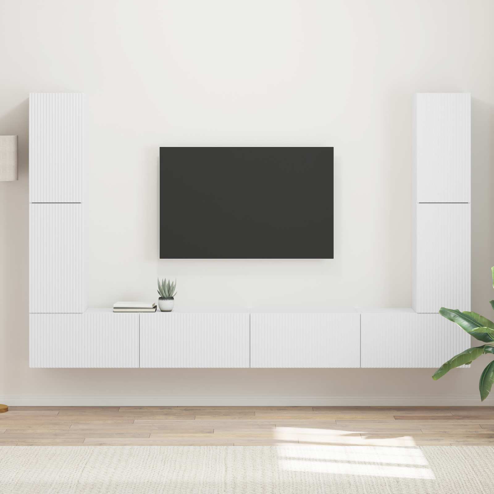 Ensemble meuble TV 8 pc Blanc Bois d'ingénierie