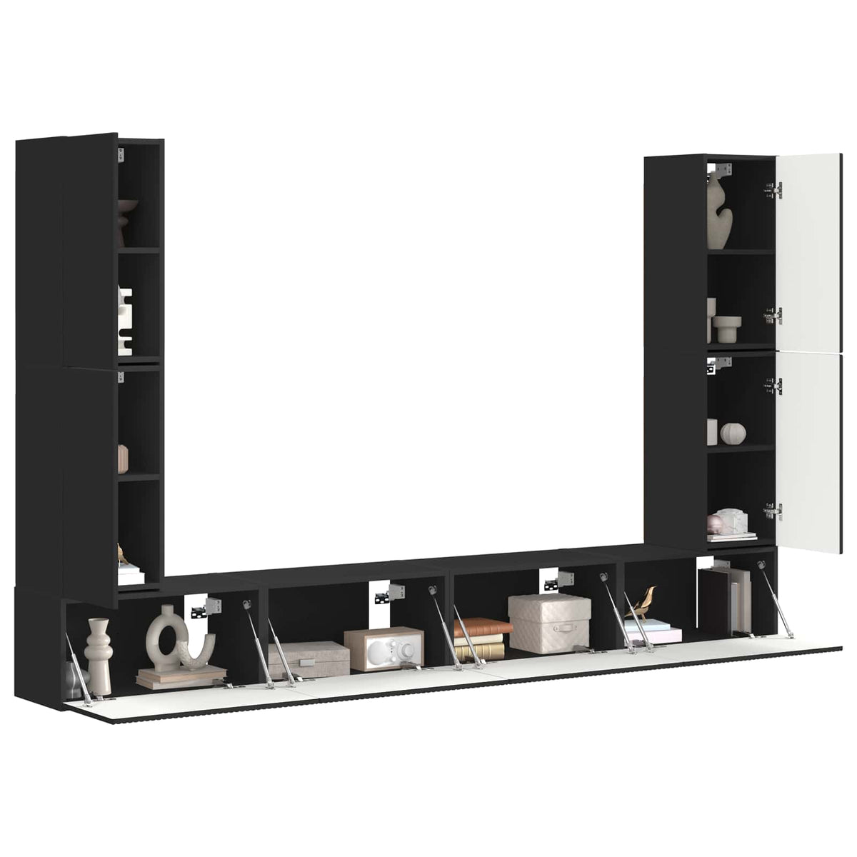 Ensemble meuble TV 8 pc Noir Bois d’ingénierie - XIOS Store SNC