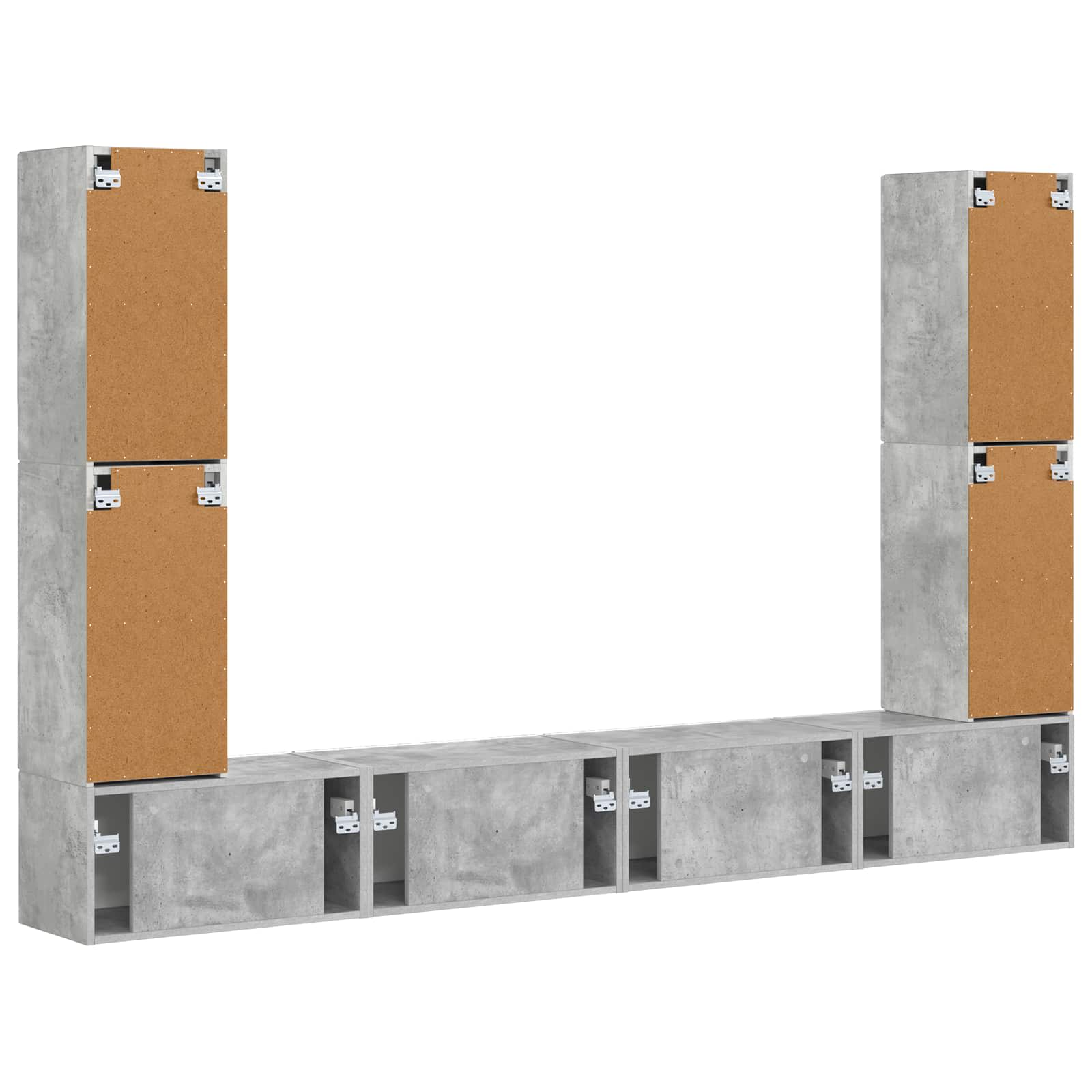 Ensemble meuble TV 8 pc Gris béton Bois d'ingénierie