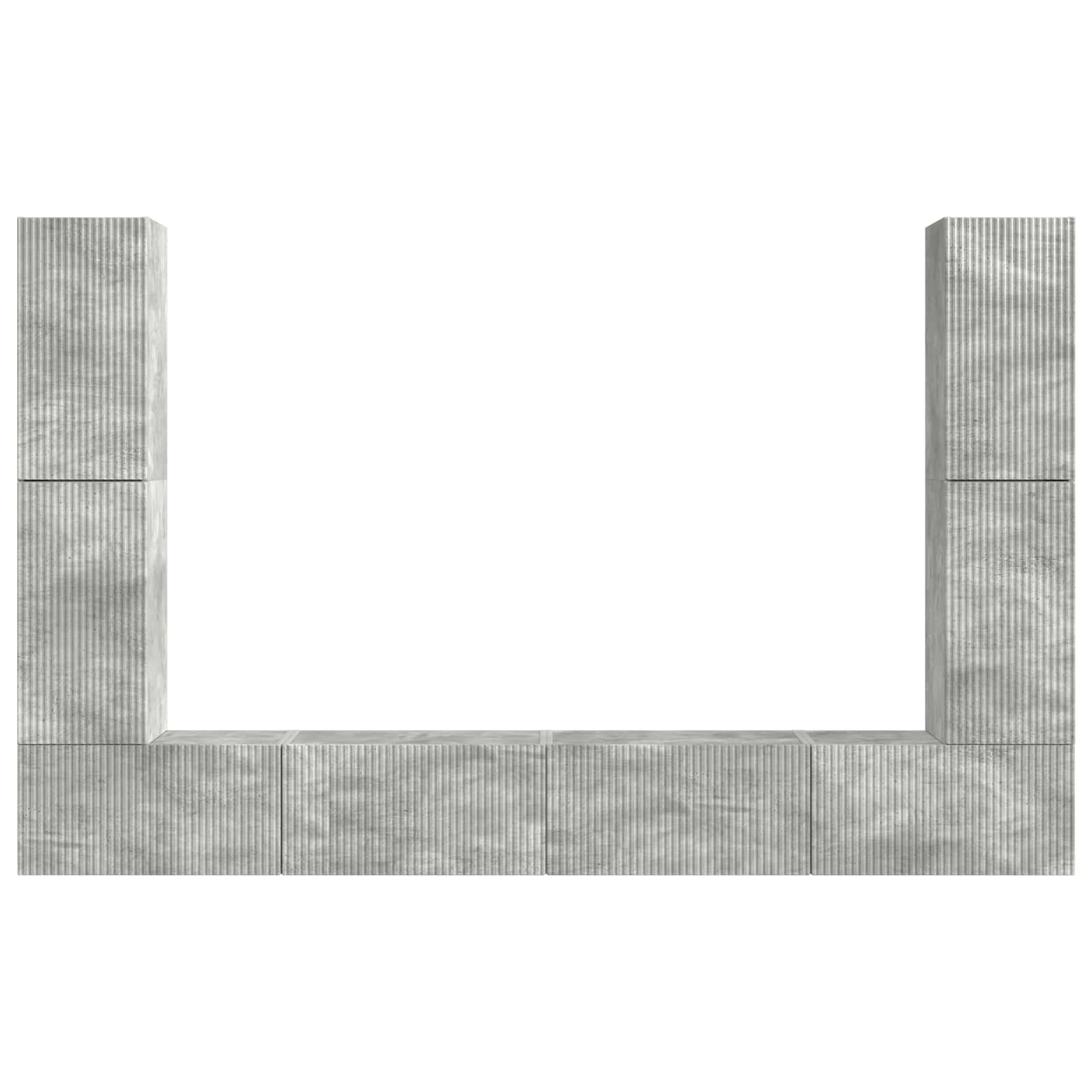 Ensemble meuble TV 8 pc Gris béton Bois d'ingénierie