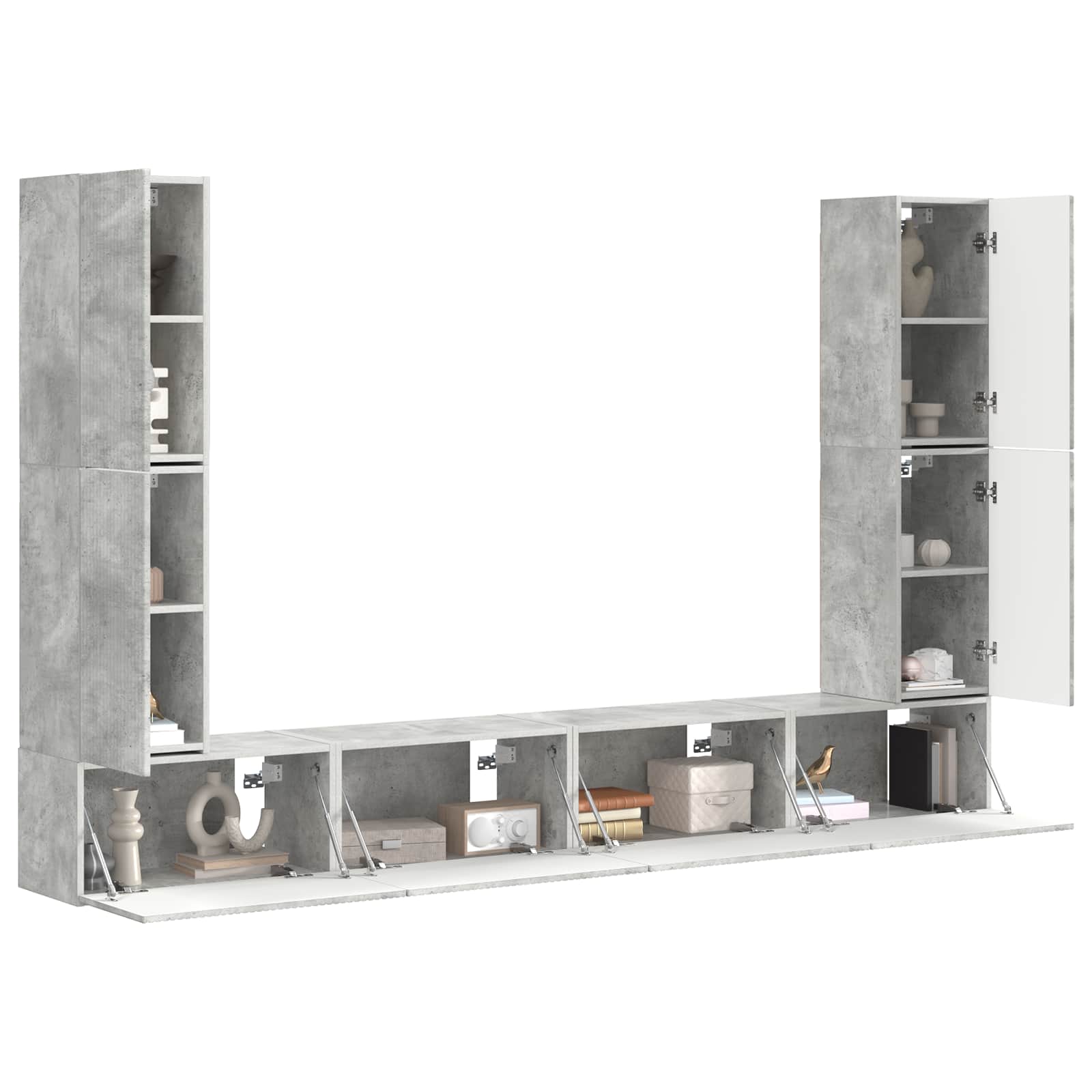 Ensemble meuble TV 8 pc Gris béton Bois d'ingénierie
