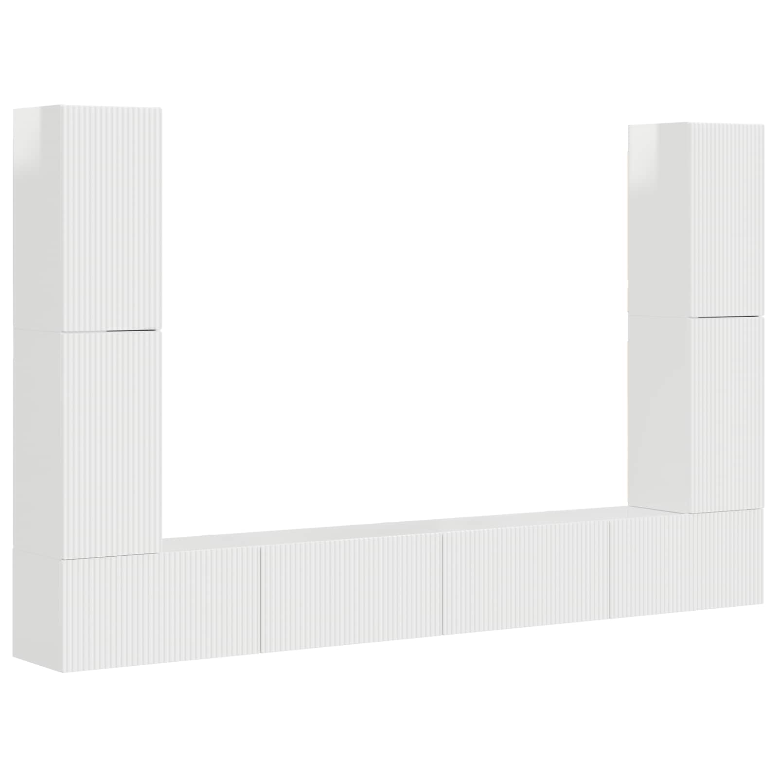 Ensemble meuble TV 8 pc Blanc brillant Bois d'ingénierie