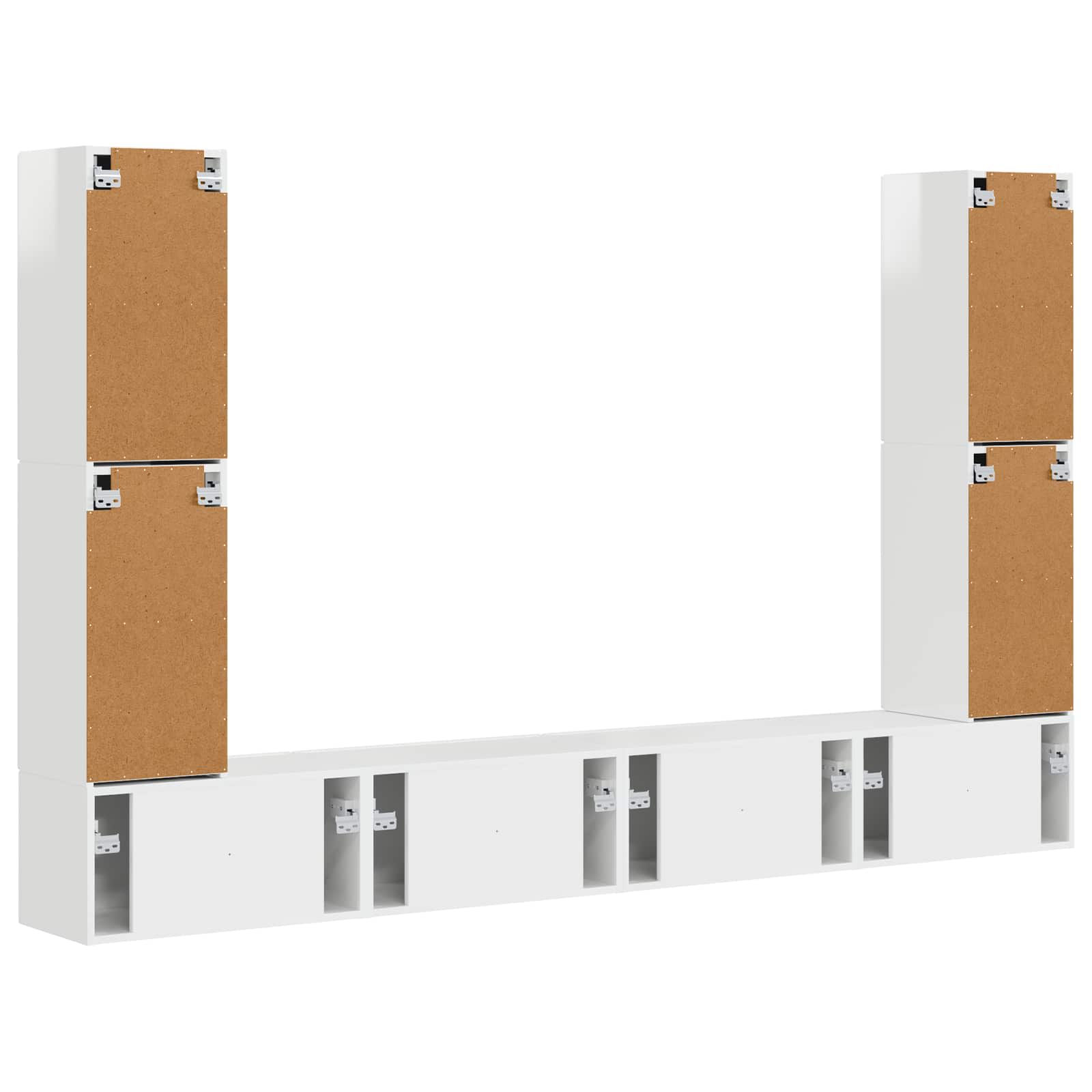 Ensemble meuble TV 8 pc Blanc brillant Bois d'ingénierie