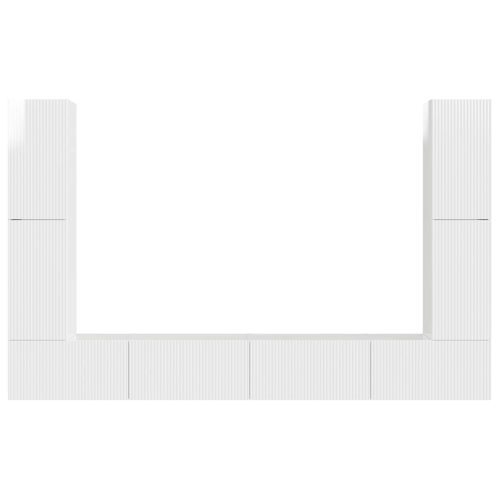 Ensemble meuble TV 8 pc Blanc brillant Bois d'ingénierie