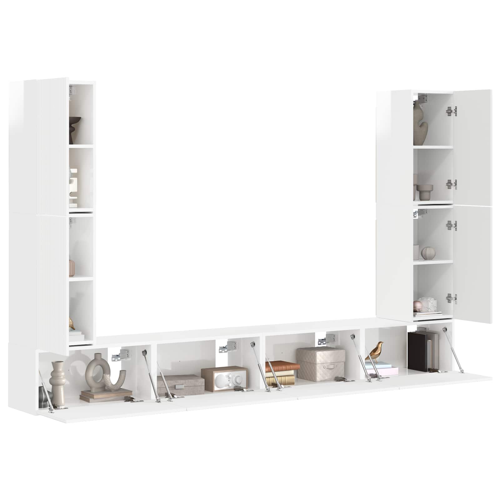 Ensemble meuble TV 8 pcs Blanc brillant Bois d'ingénierie - XIOS