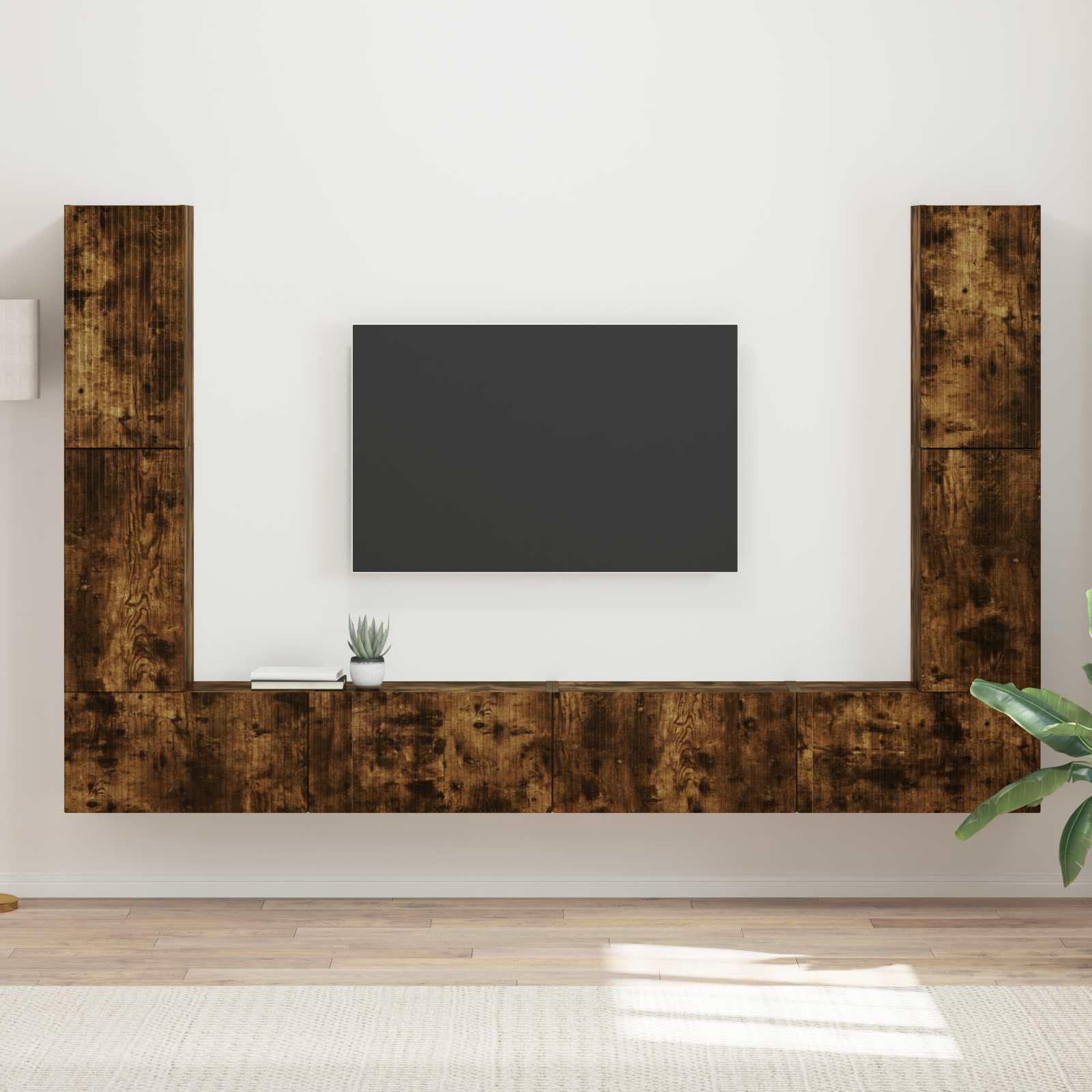 Ensemble meuble TV 8 pc Chêne fumé Bois d'ingénierie