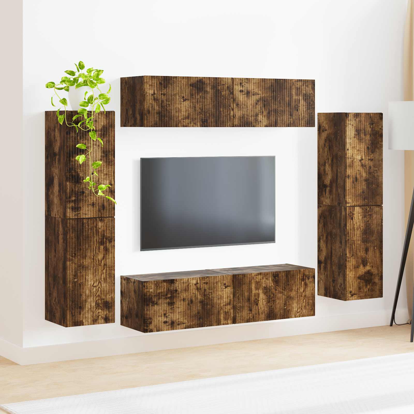 Ensemble meuble TV 8 pcs Chêne fumé Bois d'ingénierie - XIOS