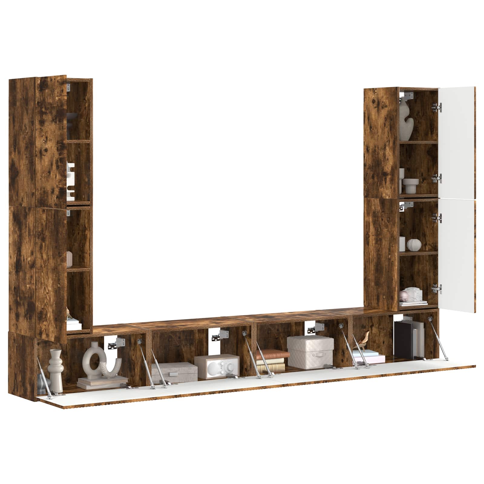 Ensemble meuble TV 8 pcs Chêne fumé Bois d'ingénierie - XIOS