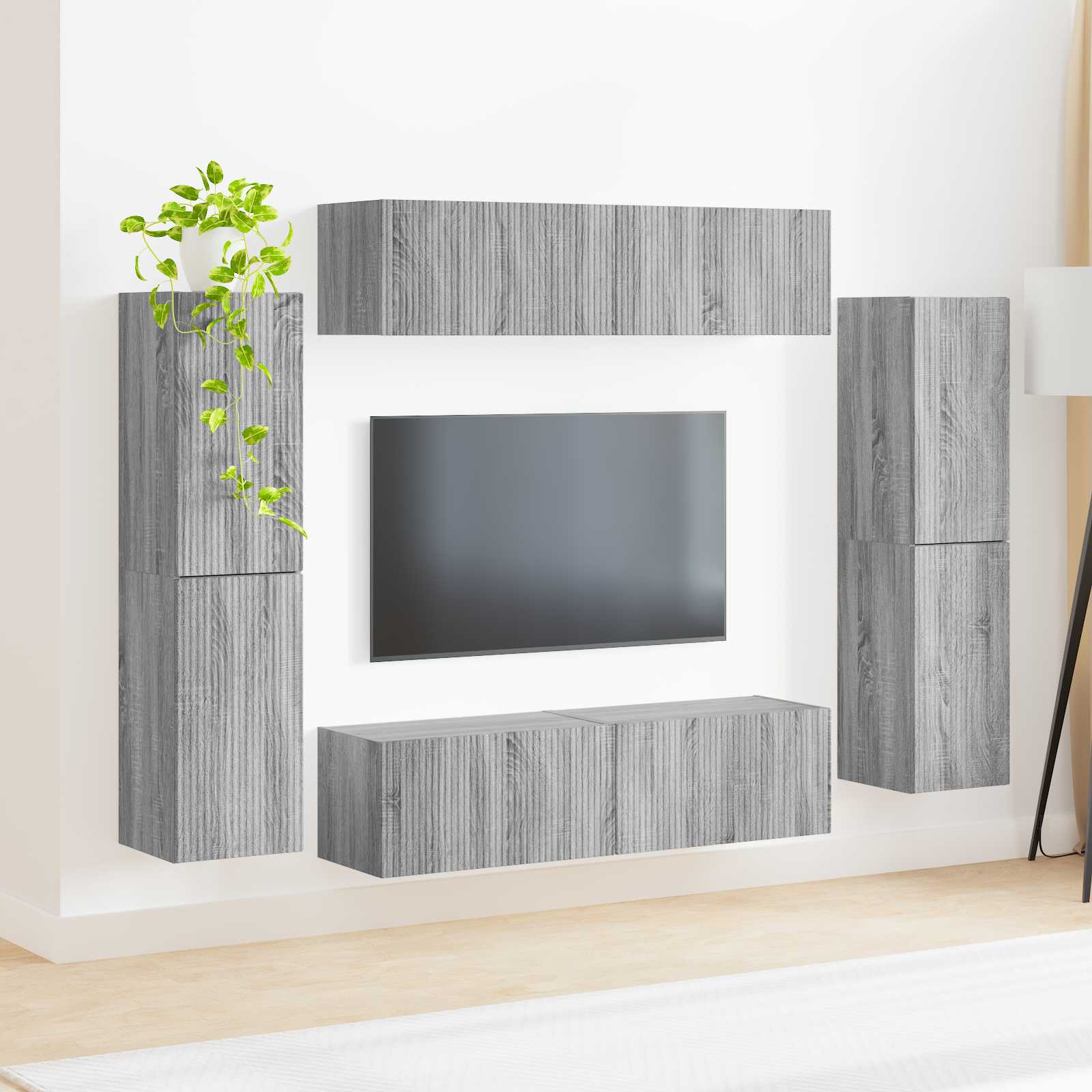 Ensemble meuble TV 8 pcs Gris Sonoma Bois d'ingénierie - XIOS