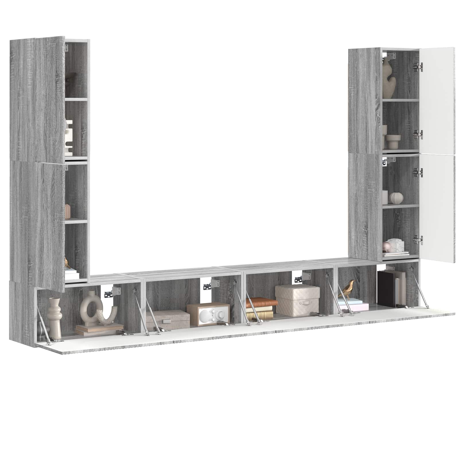 Ensemble meuble TV 8 pcs Gris Sonoma Bois d'ingénierie - XIOS