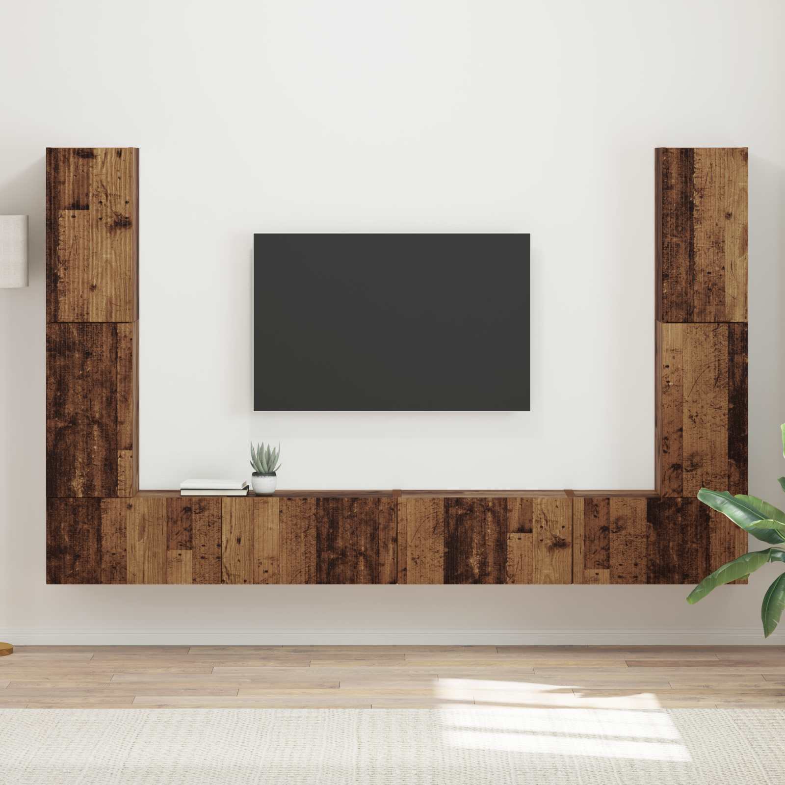 Ensemble meuble TV 8 pc Bois Ancien Bois d'ingénierie