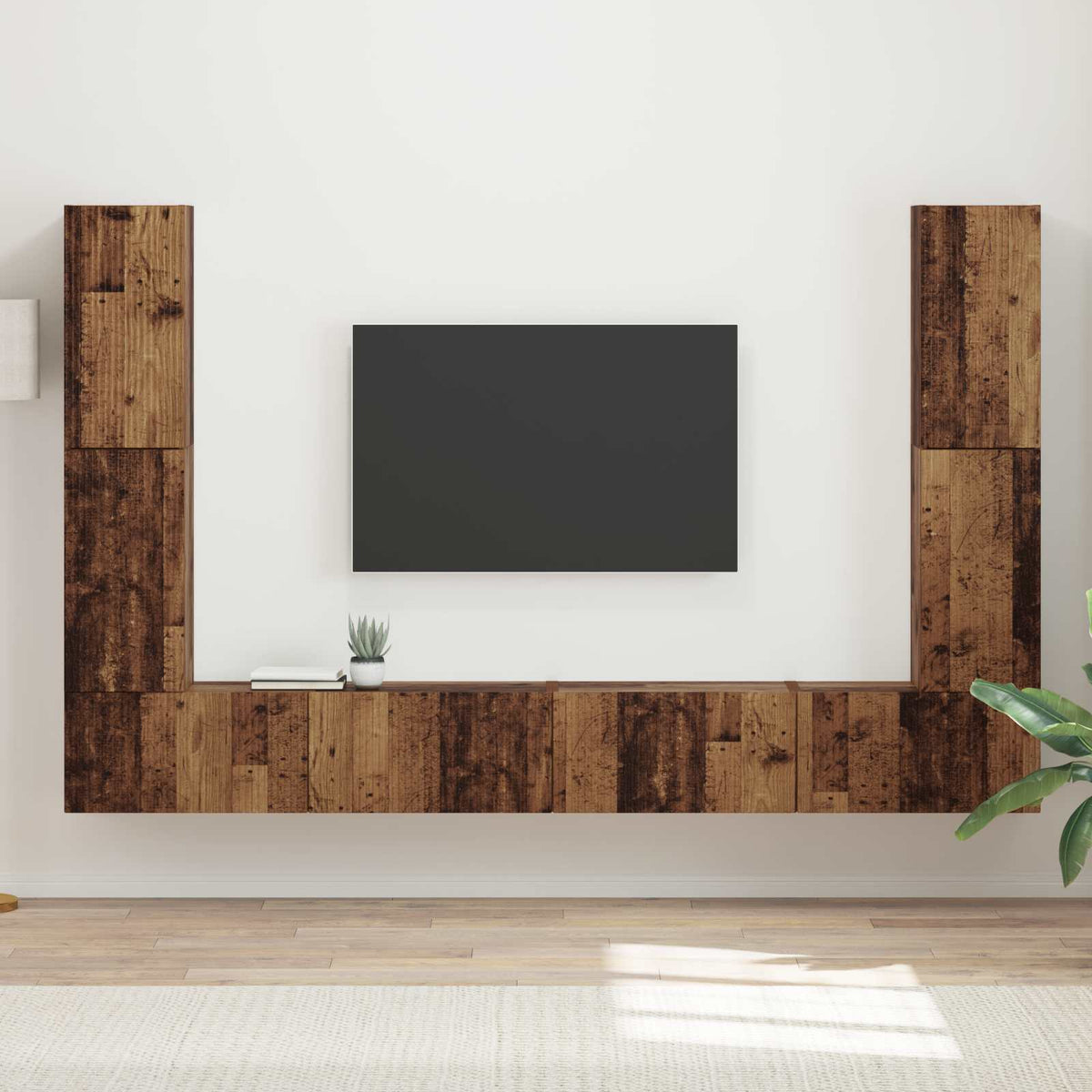 Ensemble meuble TV 8 pc Bois Ancien Bois d'ingénierie