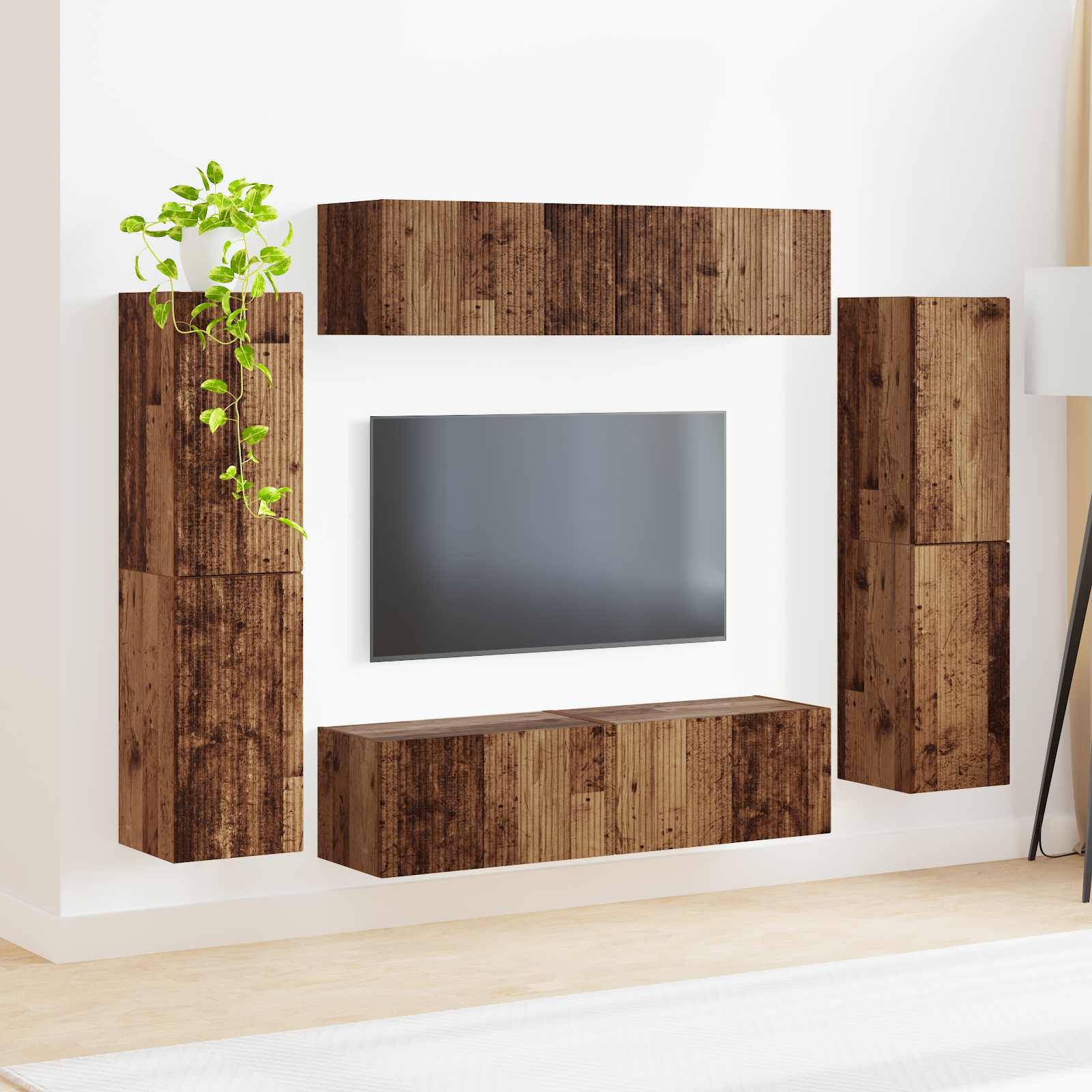 Ensemble meuble TV 8 pcs Bois Ancien Bois d'ingénierie - XIOS