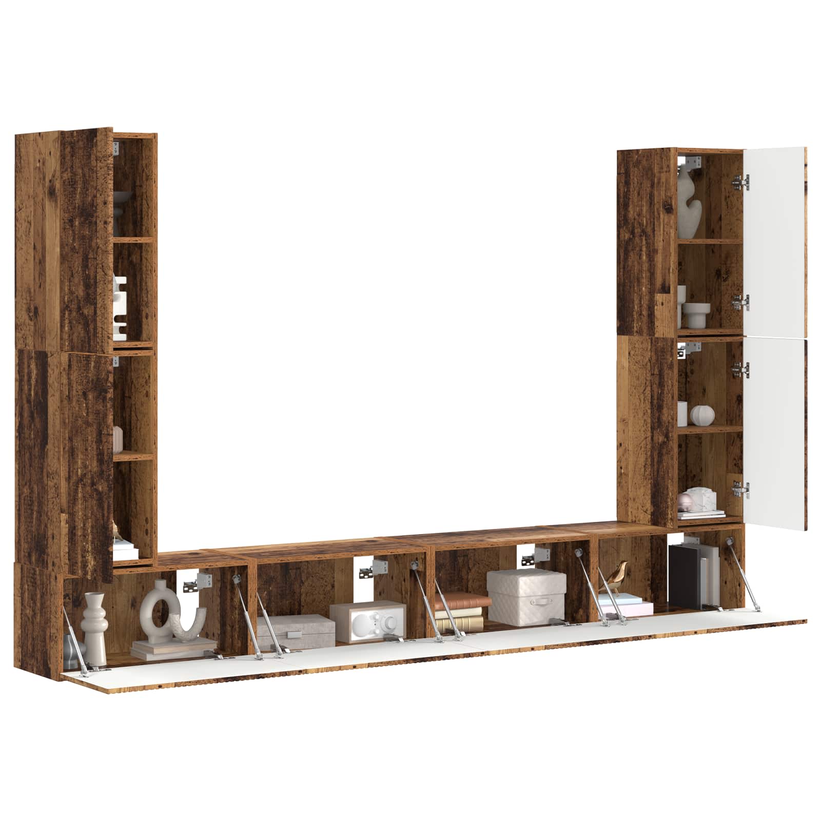 Ensemble meuble TV 8 pcs Bois Ancien Bois d'ingénierie - XIOS