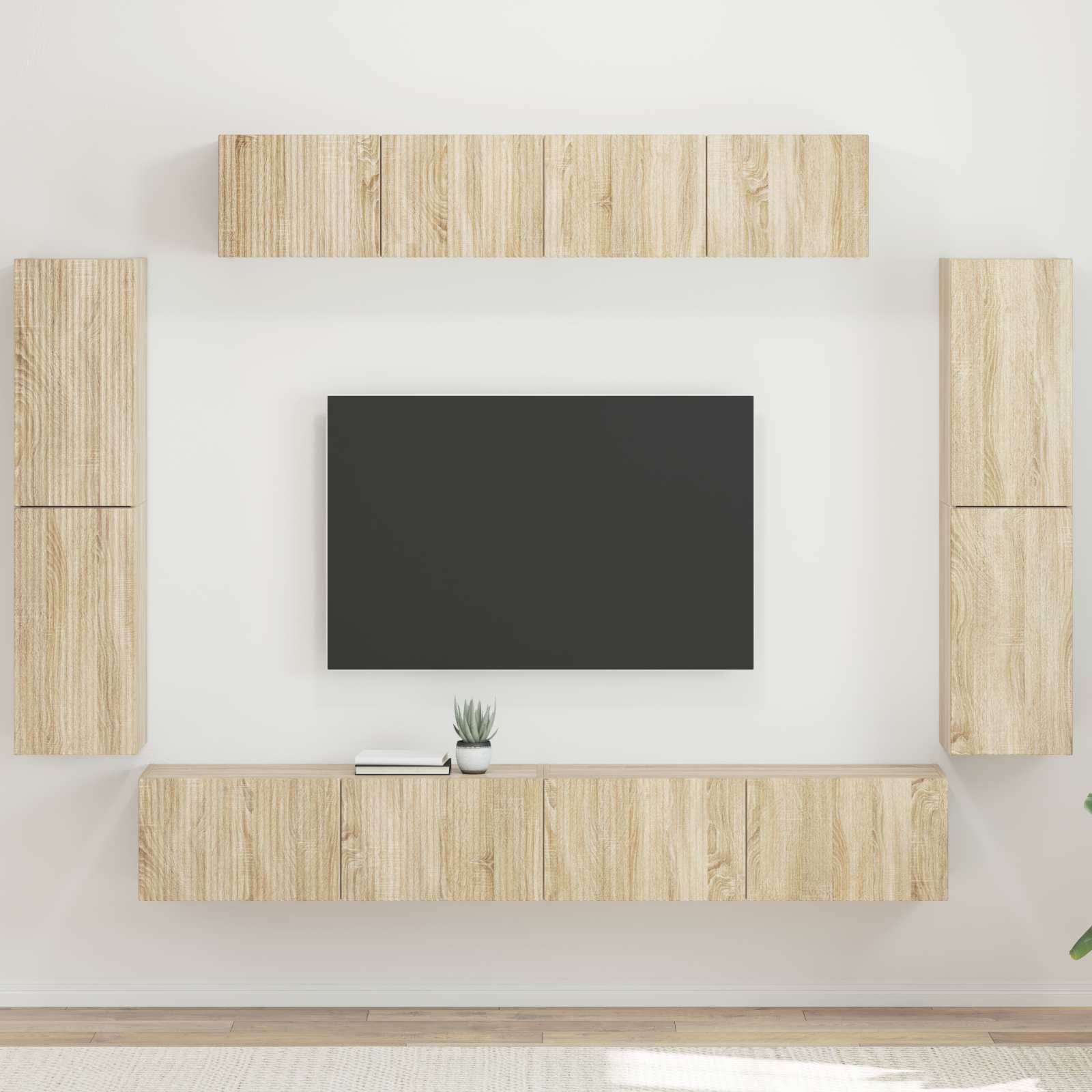 Meuble TV 8 pc Chêne Sonoma