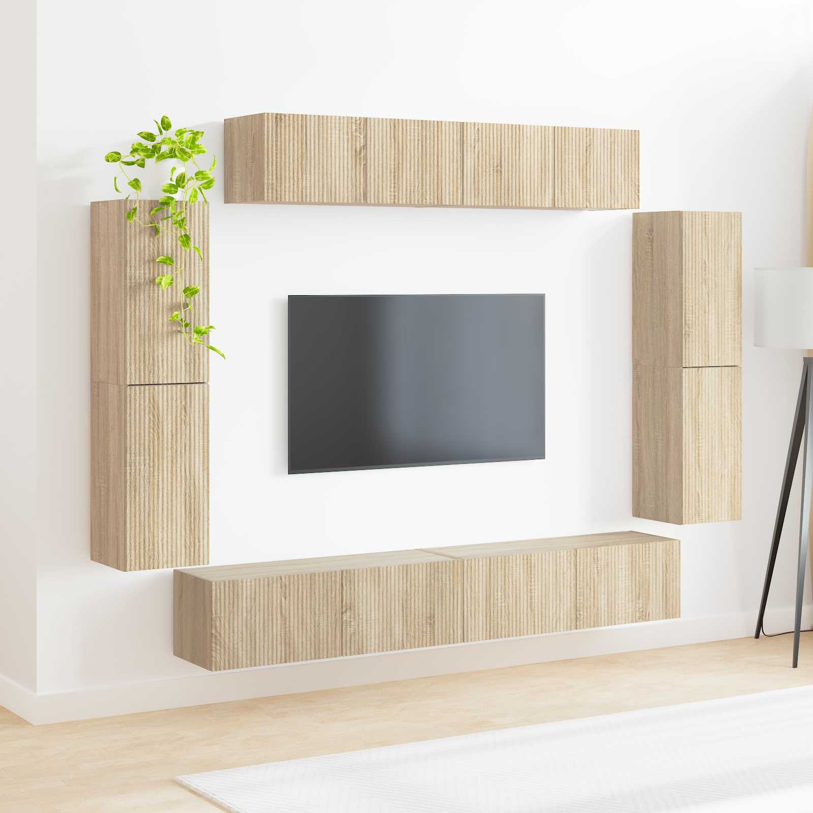 Meuble TV 8 pc Chêne Sonoma