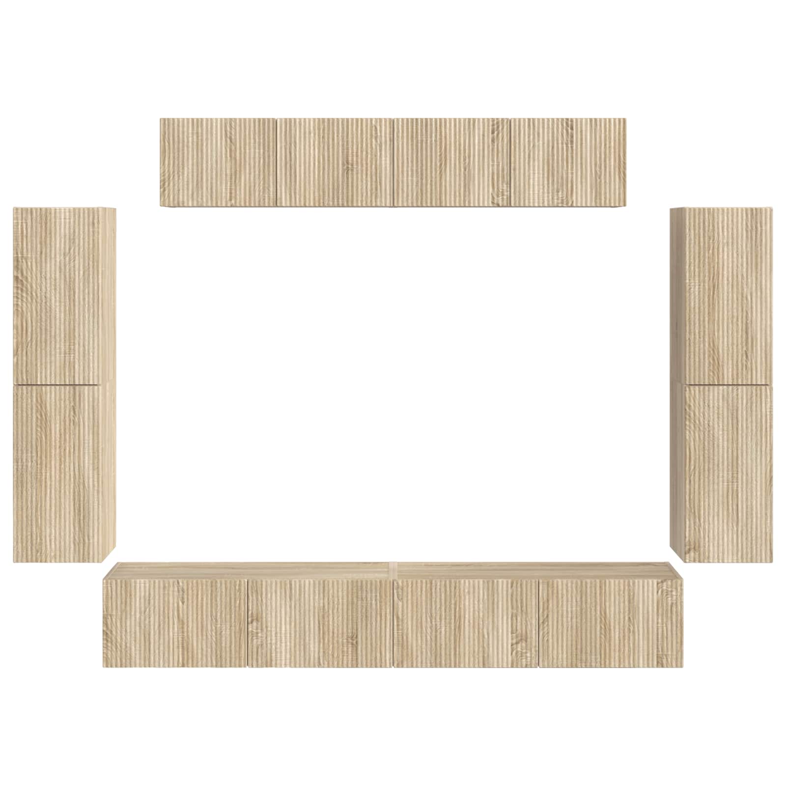 Meuble TV 8 pc Chêne Sonoma