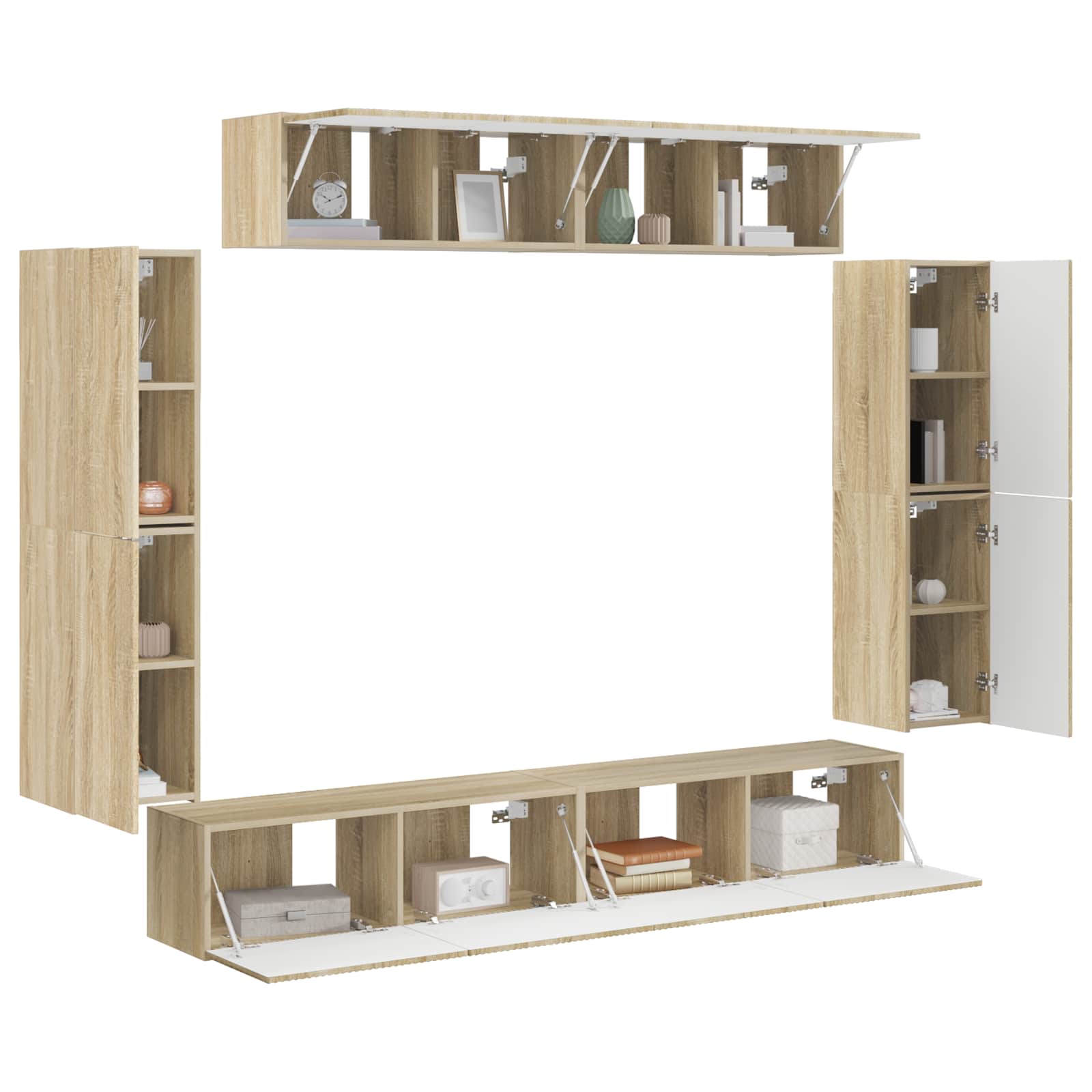 Meuble TV 8 pc Chêne Sonoma