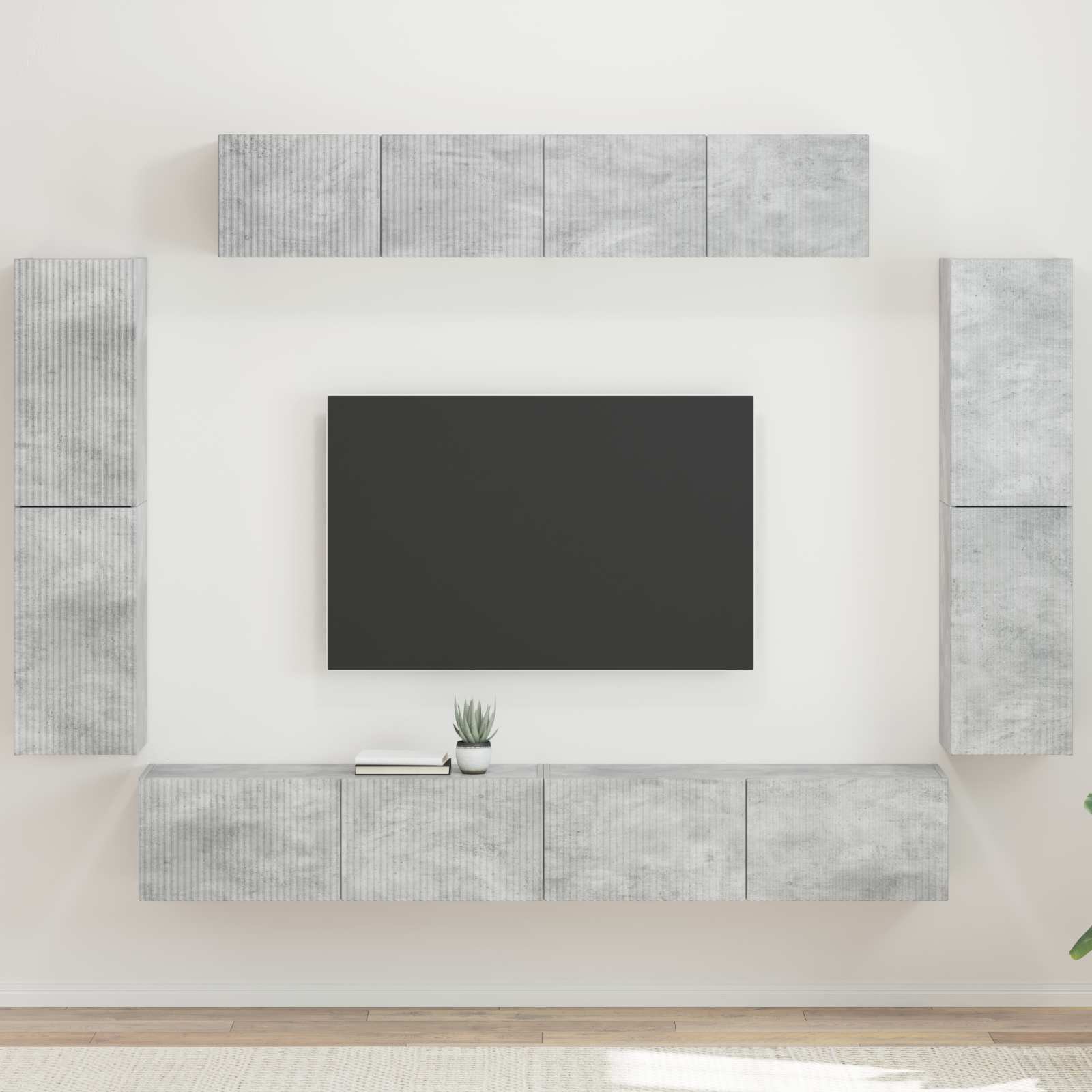 Meuble TV 8 pc Gris béton