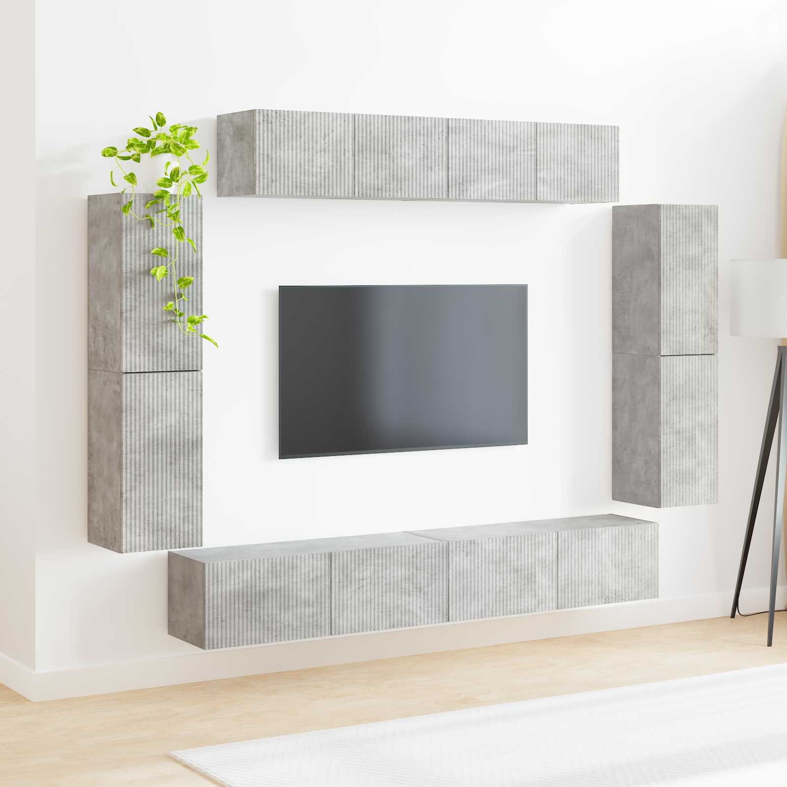 Meuble TV 8 pcs Gris béton - XIOS