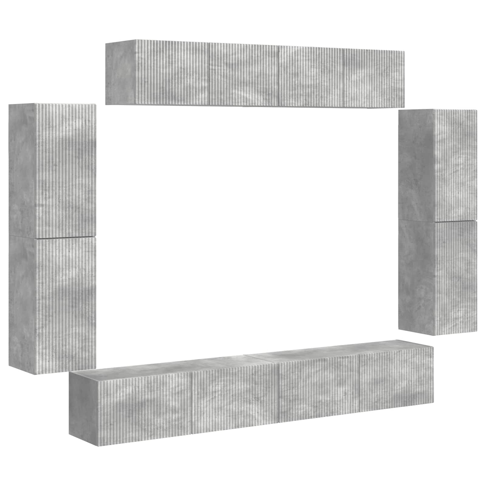 Meuble TV 8 pcs Gris béton - XIOS
