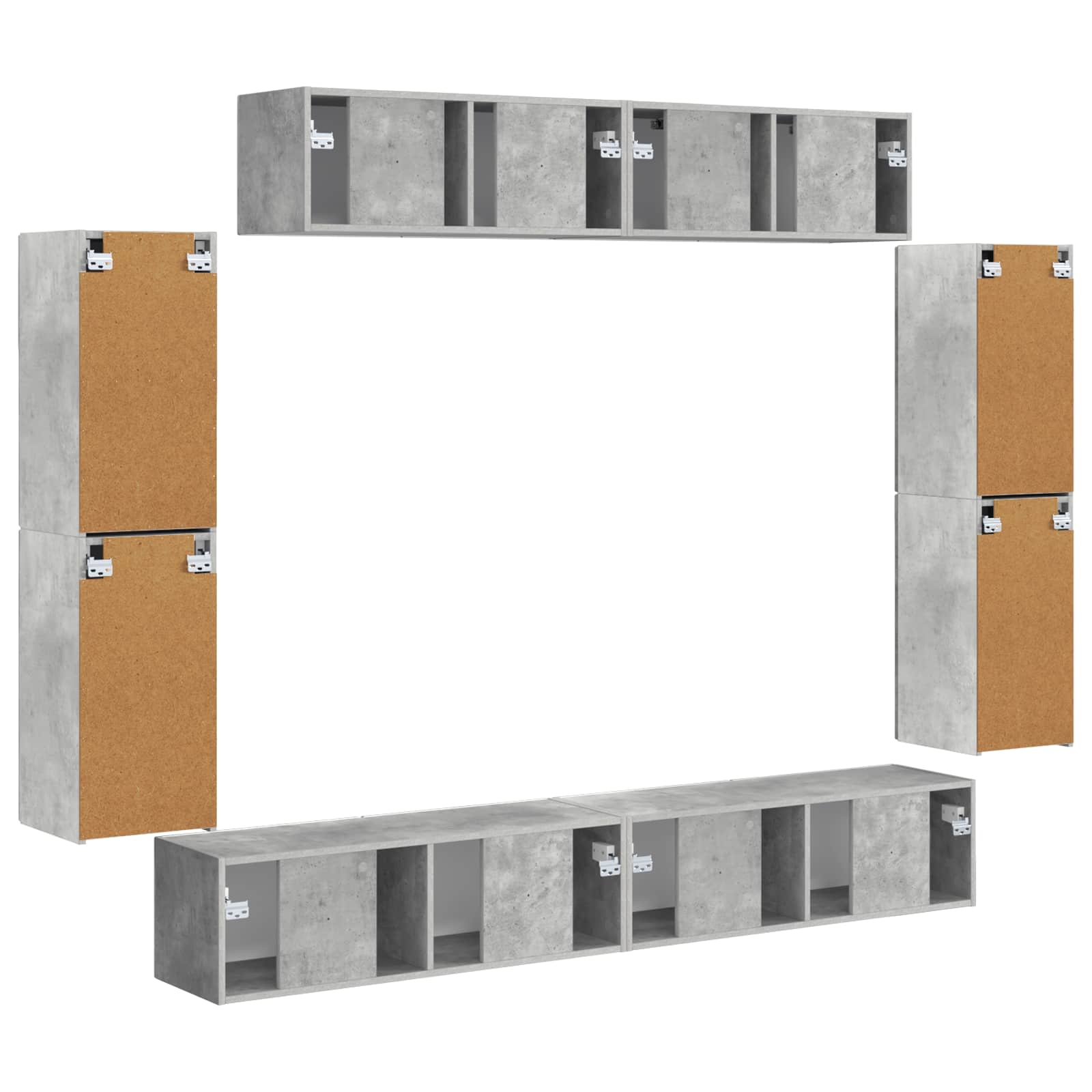 Meuble TV 8 pcs Gris béton - XIOS