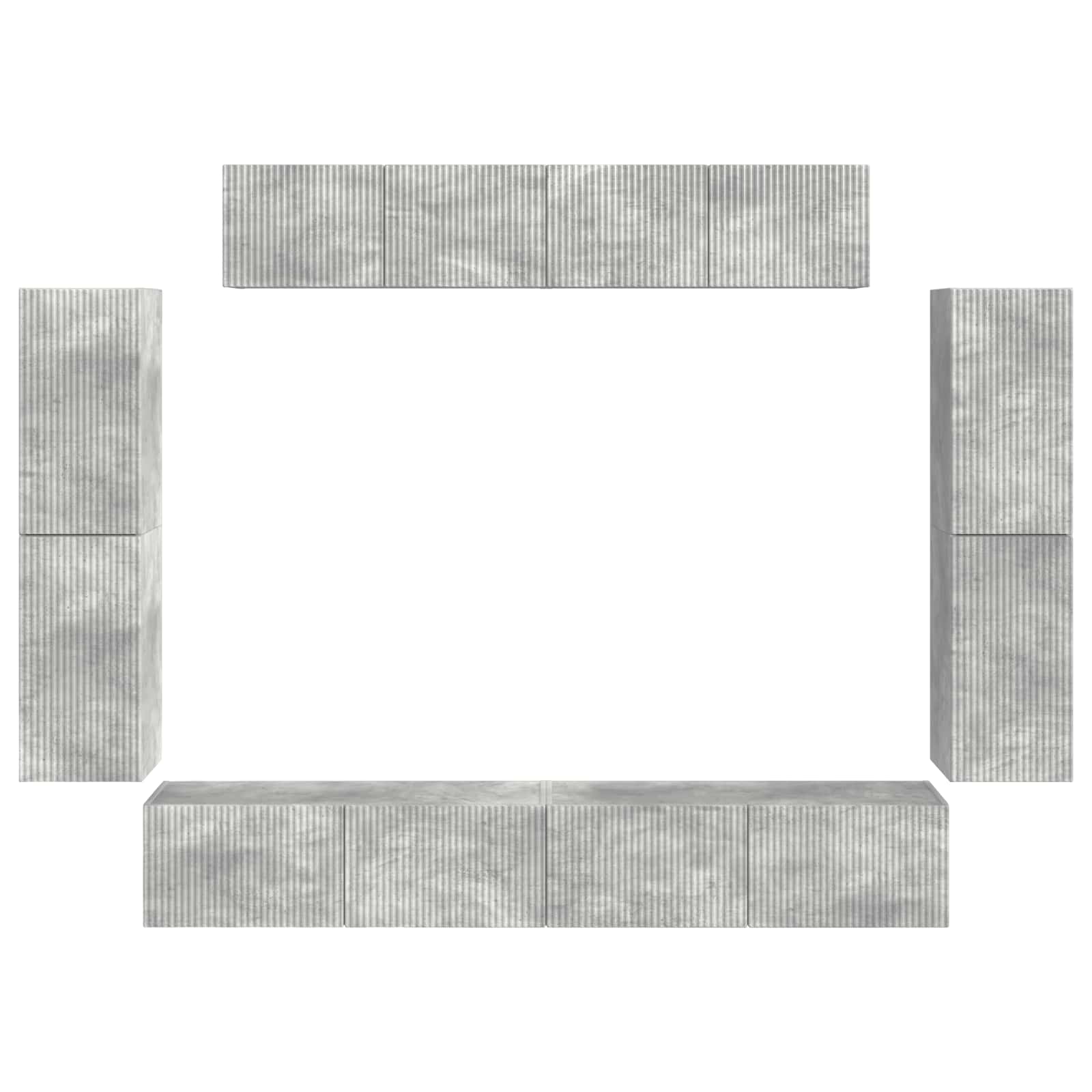 Meuble TV 8 pcs Gris béton - XIOS