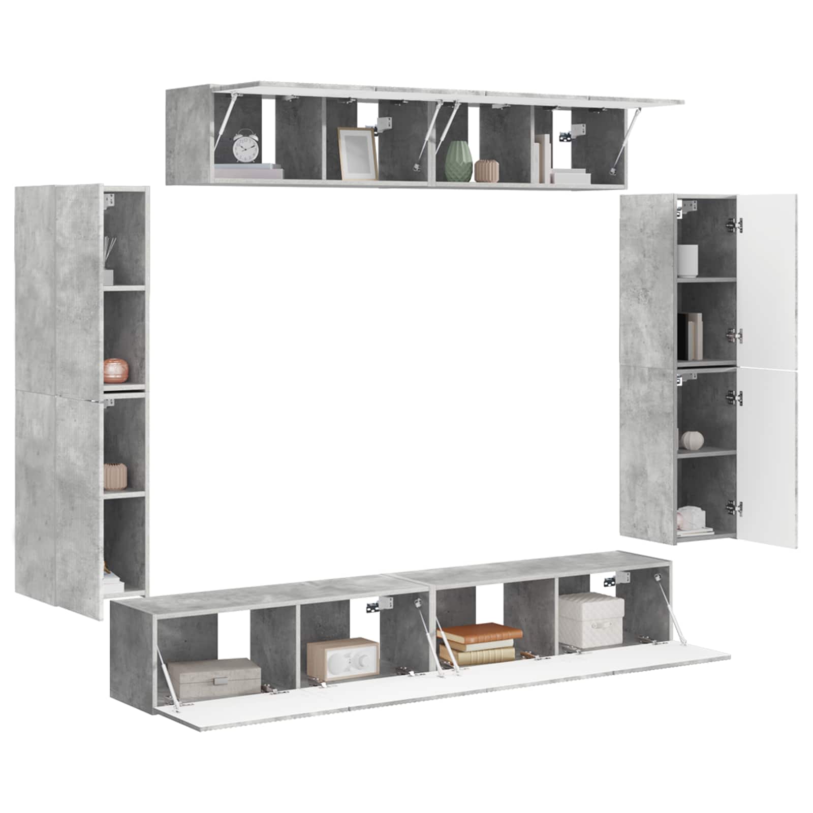 Meuble TV 8 pcs Gris béton - XIOS