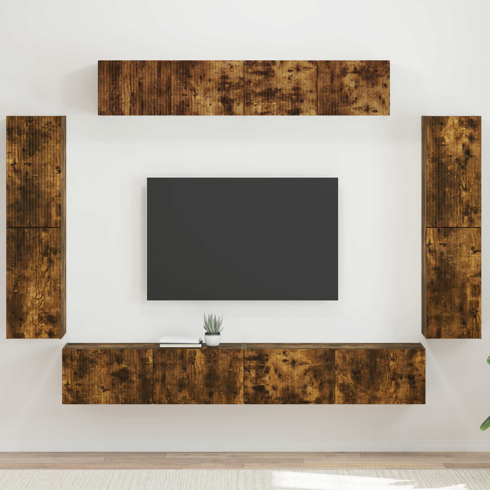 Meuble TV 8 pcs Chêne fumé - XIOS