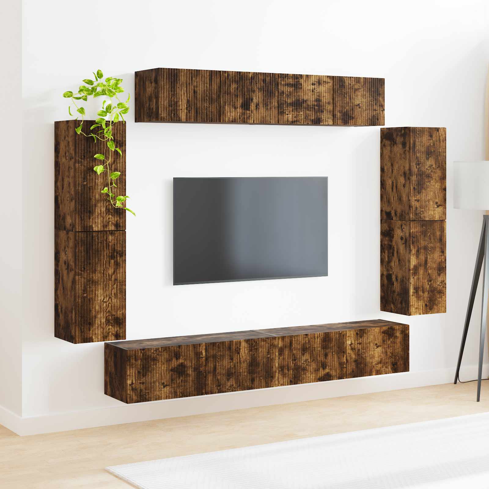 Meuble TV 8 pcs Chêne fumé - XIOS