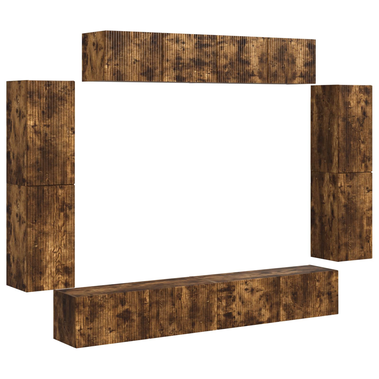 Meuble TV 8 pc Chêne fumé