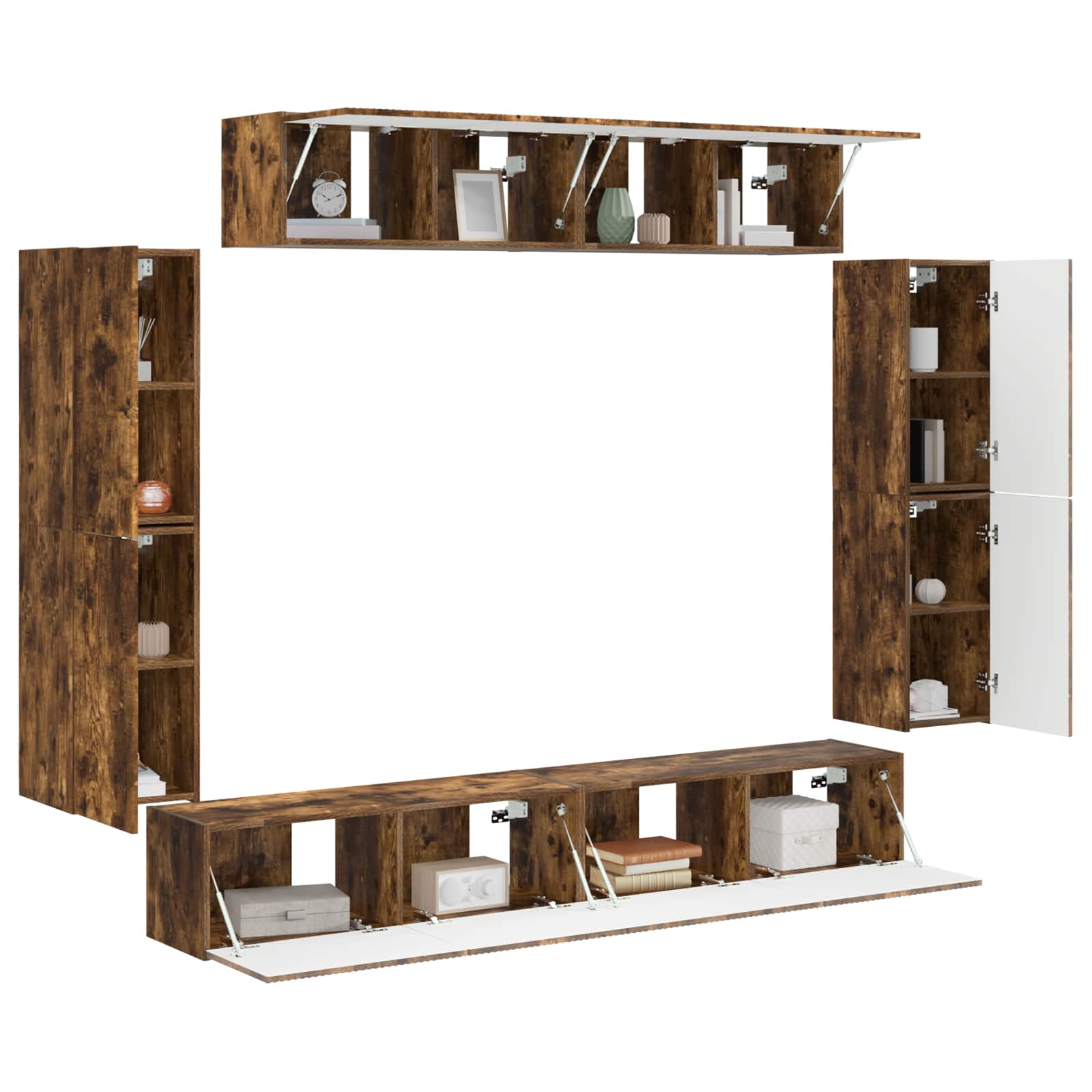 Meuble TV 8 pcs Chêne fumé - XIOS