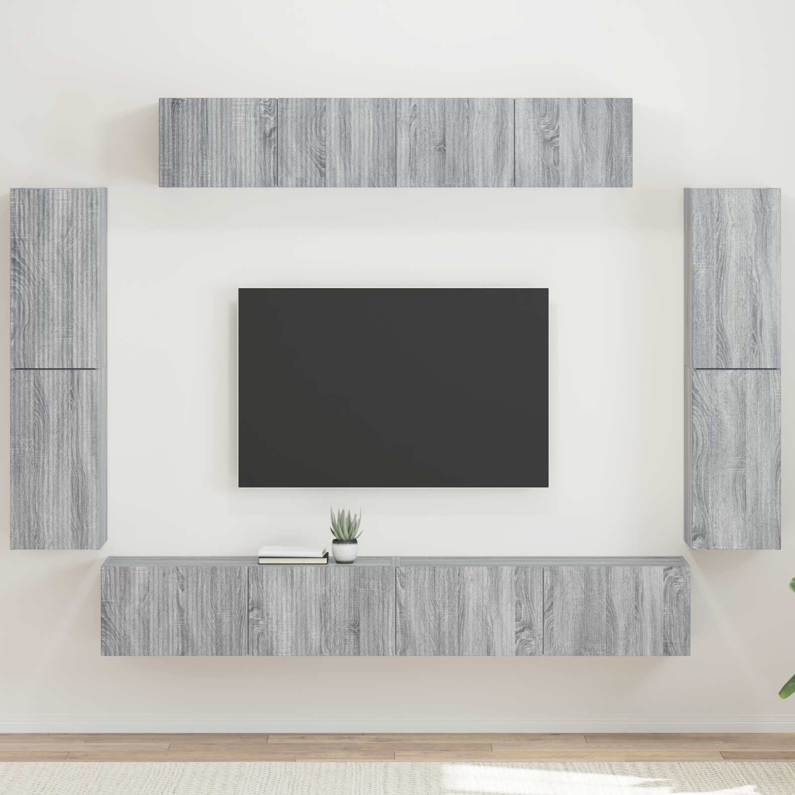 Meuble TV 8 pc Gris Sonoma