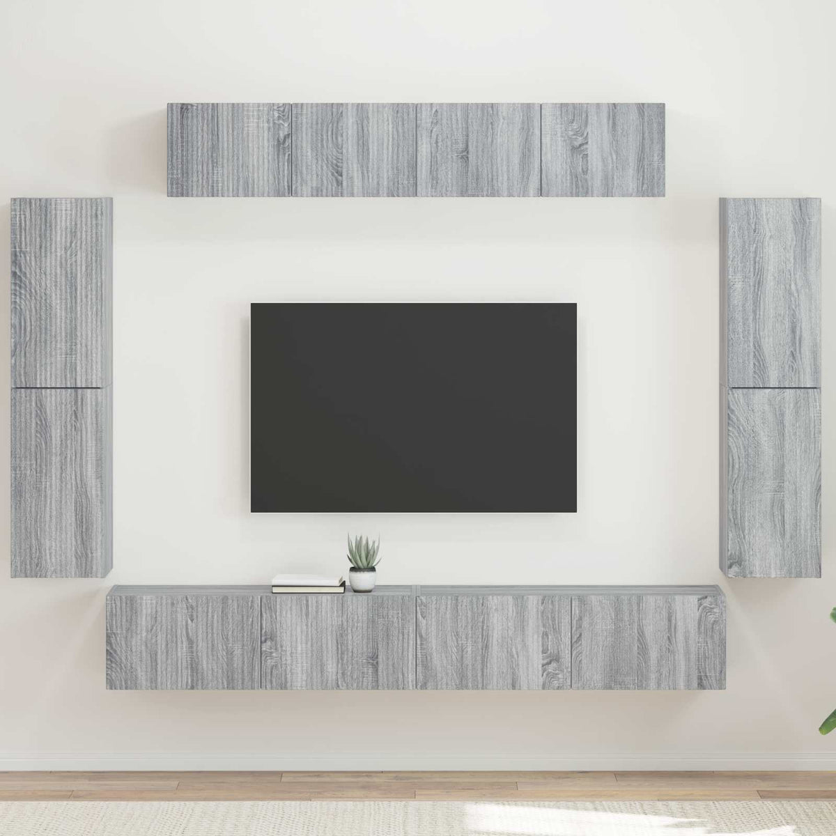 Meuble TV 8 pc Sonoma gris Bois d'ingénierie